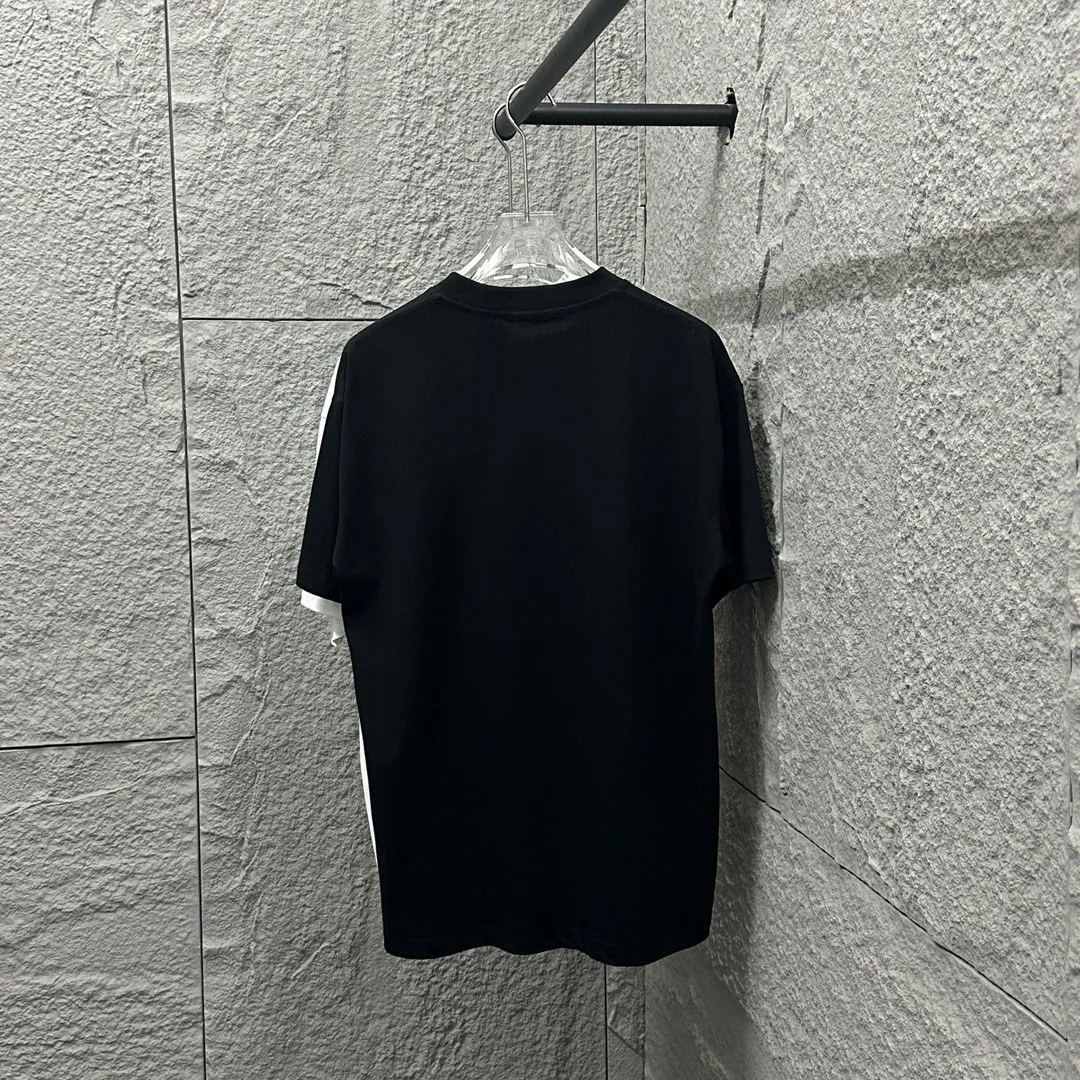🅿️180 Celi*ne Celi*ne 2025 spring and summer style Simple colorful letters Flocking technology Personalized logo Customized double yarn plain cotton fabric Short-sleeved T-shirt Unisex Size: S (90-130 catties) M (120-150 catties) L (140-165 catties) XL (160-180 catties) XXL (180-210 pounds) Color: black white