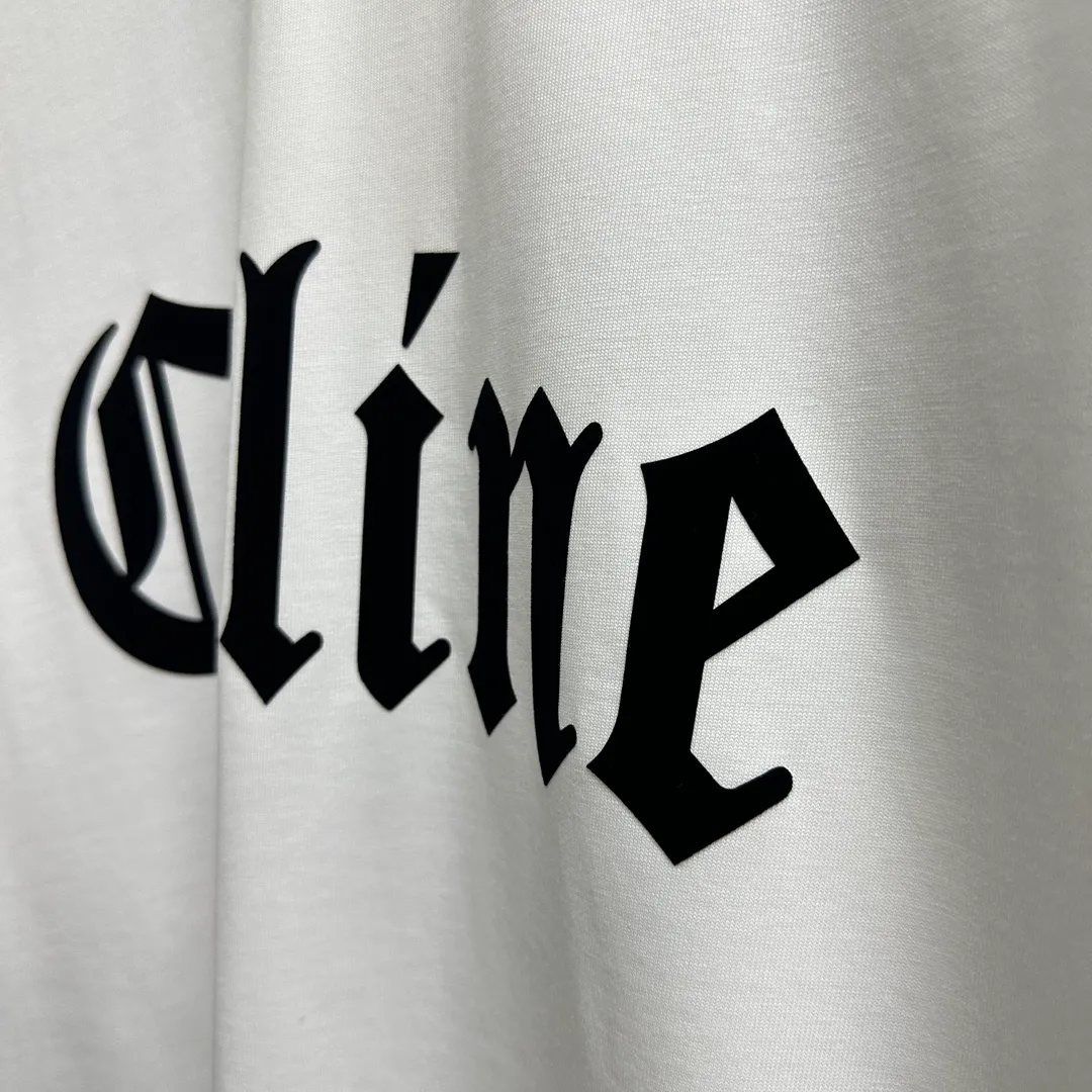 🅿️180 Celi* Celine 2025 spring and summer style Simple big C letter flocking technology Personalized logo Customized double yarn plain cotton fabric Short-sleeved T-shirt Uniform for men and women Size: S (90-130 catties) M (120-150 catties) L (140-165 catties) XL (160-180 catties) XXL (180-210 pounds) Color: black white