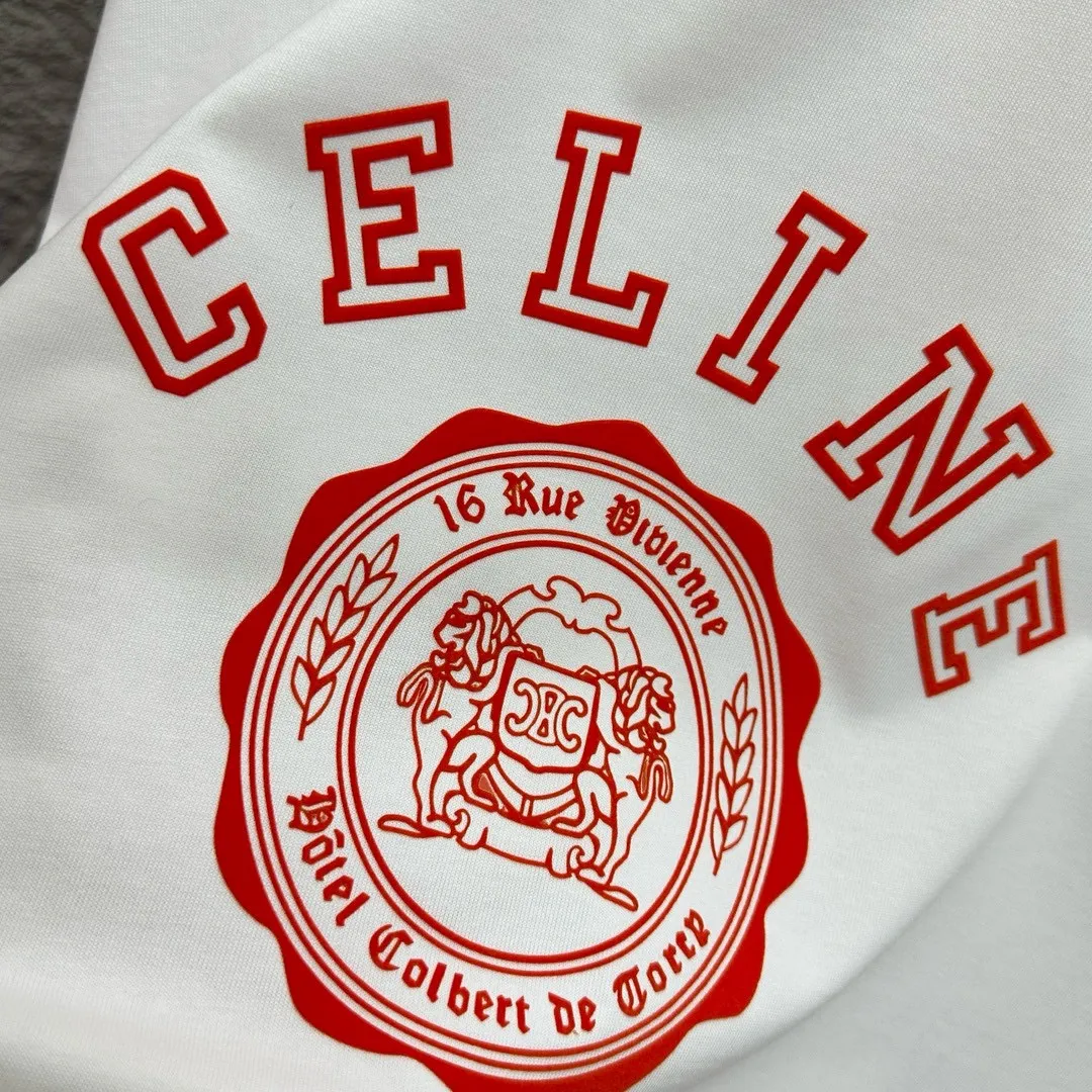🅿️180 Celi* Celine 2025 spring and summer style Simple letter flocking process personalized logo Customized double yarn plain cotton fabric Short-sleeved T-shirt Unisex Size: S (90-130 catties) M (120-150 catties) L (140-165 catties) XL (160-180 catties) XXL (180-210 catties) Color: black white light pink