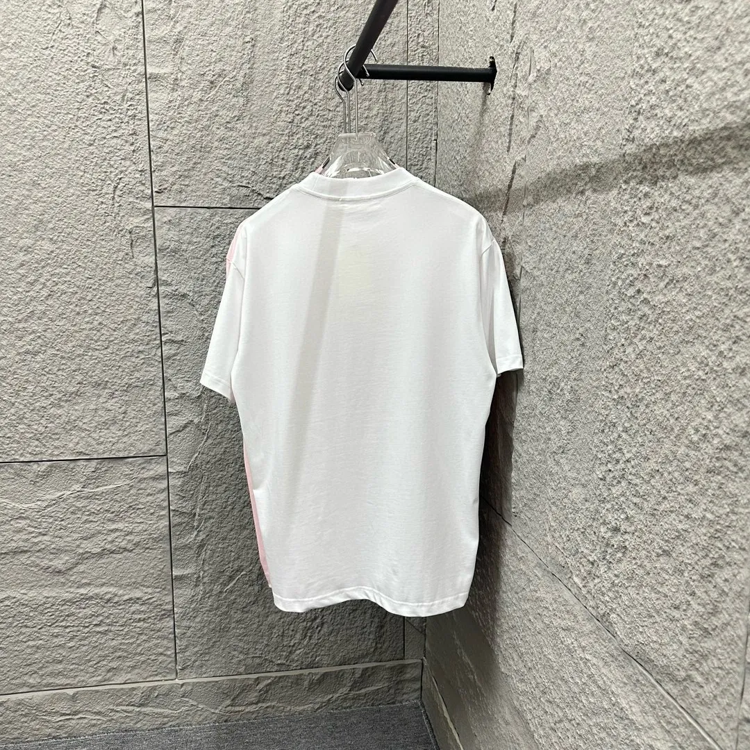 🅿️180 Celi* Celine 2025 spring and summer style Simple letter flocking process personalized logo Customized double yarn plain cotton fabric Short-sleeved T-shirt Unisex Size: S (90-130 catties) M (120-150 catties) L (140-165 catties) XL (160-180 catties) XXL (180-210 catties) Color: black white light pink