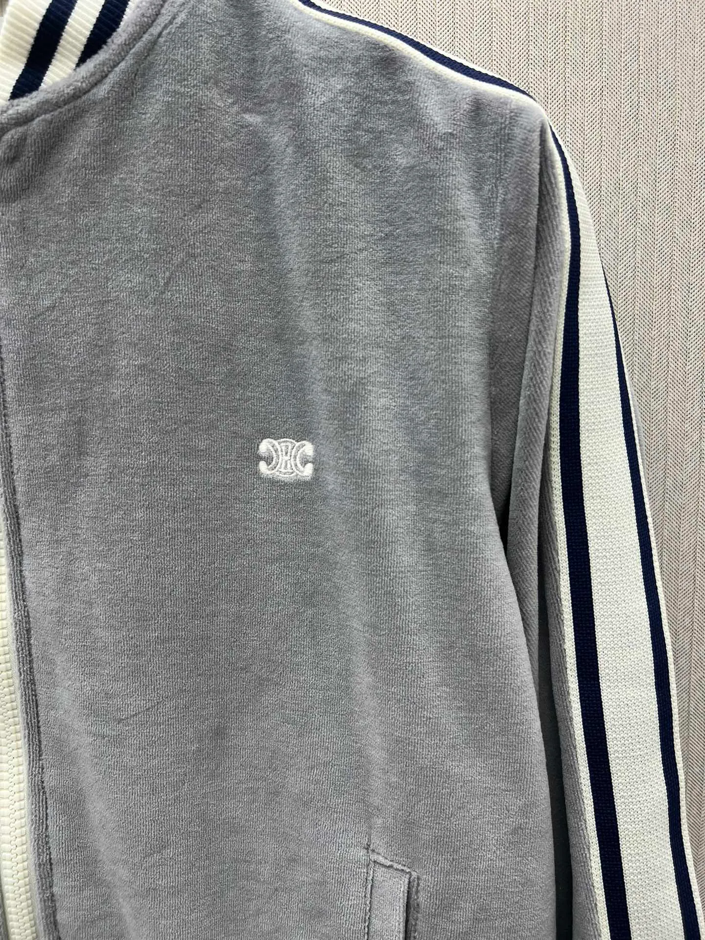 🅿️630 Celine 25ss new TRIOMPHE embroidered long-sleeved zipper baseball jersey women's high version code number: S.M.L.