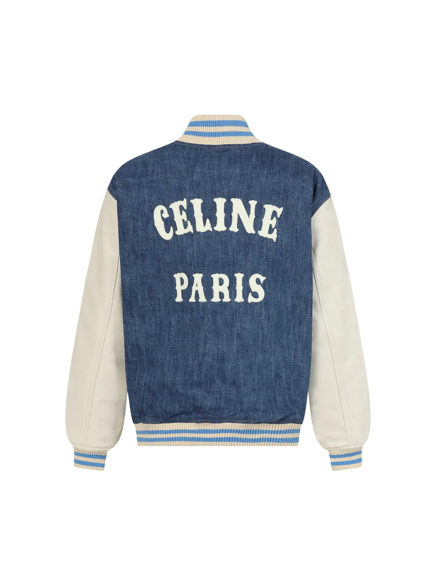🅿️710 Celine washed denim patchwork baseball jacket. I ordered the original model and it took a month to finally ship. I love it so much. The upper body is really handsome. A Douyin blogger said that this year's new product will become a future trend. If you look through street photos, you will find that celebrities regard it as a collectible item, a must-have item for men and women who want light luxury for commuting. Developing the highest version on the entire network, it took 1 month to customize and the cost was extremely high. The German imported flat machine made custom-woven wool jacquard threads, using the first layer of imported lambskin. The texture of the pleats is incomparable. It is hand-cut and meticulously crafted. The stitching position is very technical. Whether the whole piece is good or not depends on this position. Top-notch workmanship and details can stand the test. A full set of customized accessories, the letters are clear and perfectly restored without any difference. High-end atmosphere and full grade! The entire piece is exclusively customized with heavy craftsmanship. The towel appliqué embroidery is perfectly combined with craft embroidery and the needle is placed accurately! Absolute craftsmanship quality! SIZE：S/M/L/XL