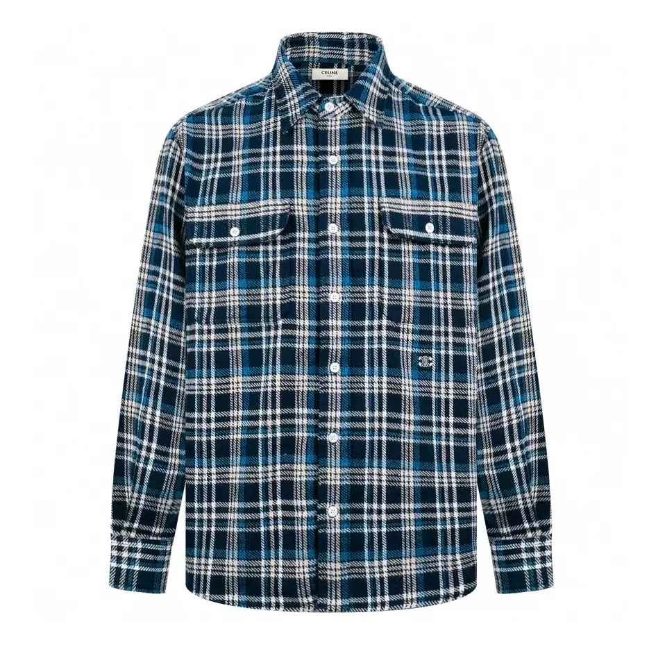 🅿️560 [Exclusive supply] Celine Arc de Triomphe plaid jacket. Original purchase and development for 9,300. The fabric is made of customized 1:1 pure cotton-dyed brushed plaid. The texture is clear, the colors are bright and the touch is delicate. The colors are interlaced with classic blue and white as the main tone. They are arranged in an orderly and harmonious way, sometimes closely intertwined and sometimes spread out gently. It is like a beautiful melody beating. The iconic Celine Arc de Triomphe logo is embellished to highlight the elegance and nobility of the brand. Let the wearer feel like they are in a beautiful picture. The center of attention, using imported machine embroidery technology. Use advanced computer control system and precision mechanical components to realize the Arc de Triomphe embroidery operation. High precision. The lines are smooth and delicate. Infrared positioning cutting bed uses infrared emitters and infrared receivers to achieve precise positioning of materials. The accuracy can reach the micron level to meet the effect of high-precision cutting of plaid alignment. The material loss is extremely high. An average of 15 points per piece is consumed. Time-consuming and labor-intensive. The details are genuine, and the side-turning embedded stitching process can provide high-quality stitching results. Smooth and neat, the template machine opens the bag. The preset template guides the position, shape and size of the bag opening. The accuracy ensures the quality of the bag opening effect. Size:38-39-40-41