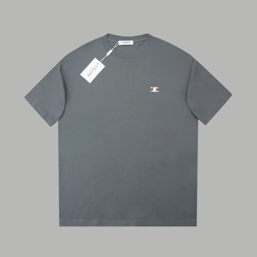🅿️200 ✨CEL✨🆕25SS spring and summer new short-sleeved style, light luxury, a must-have item for daily commuting for men and women, correct version, welcome to compare, detailed features · 260g 100% pure cotton double yarn jersey fabric · Custom dyed in the same cylinder, special thickened 32 double-ply 1X1 threads · Double-needle stitching and cross-stitch technology · Original main mark, washed tag, brand moisture-proof paper packaging Color: white/black/grey Size: S/M/L/XL