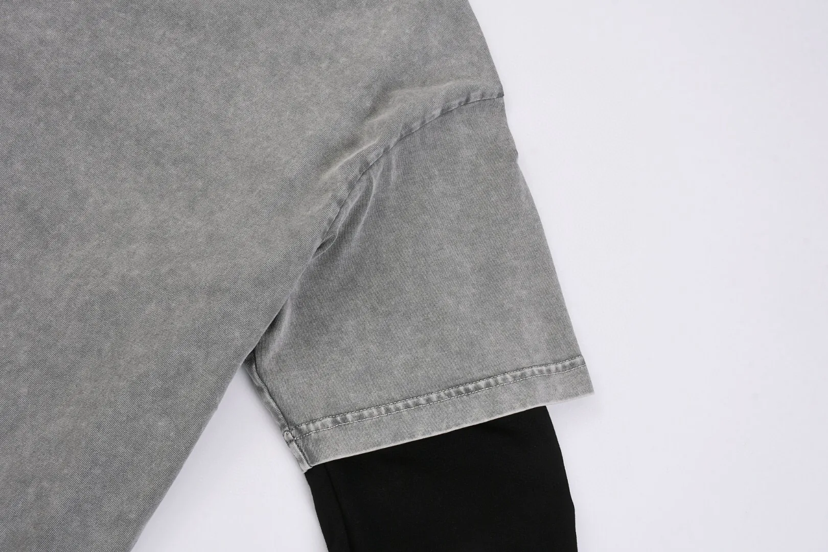 🅿️240 (cooperation profit) High-end quality CELINE 2025SS spring and summer wear fake two-piece washed snowflake series Arc de Triomphe fake two-piece long T-shirt Adopt imported Kornit digital direct-injection printing High-quality trendy brand 100% cotton washed 260G fabric dyed ready-made garments dyed ➕washed fried snowflake OS loose off-shoulder version Unisex size: S.M.L.XL.2XL