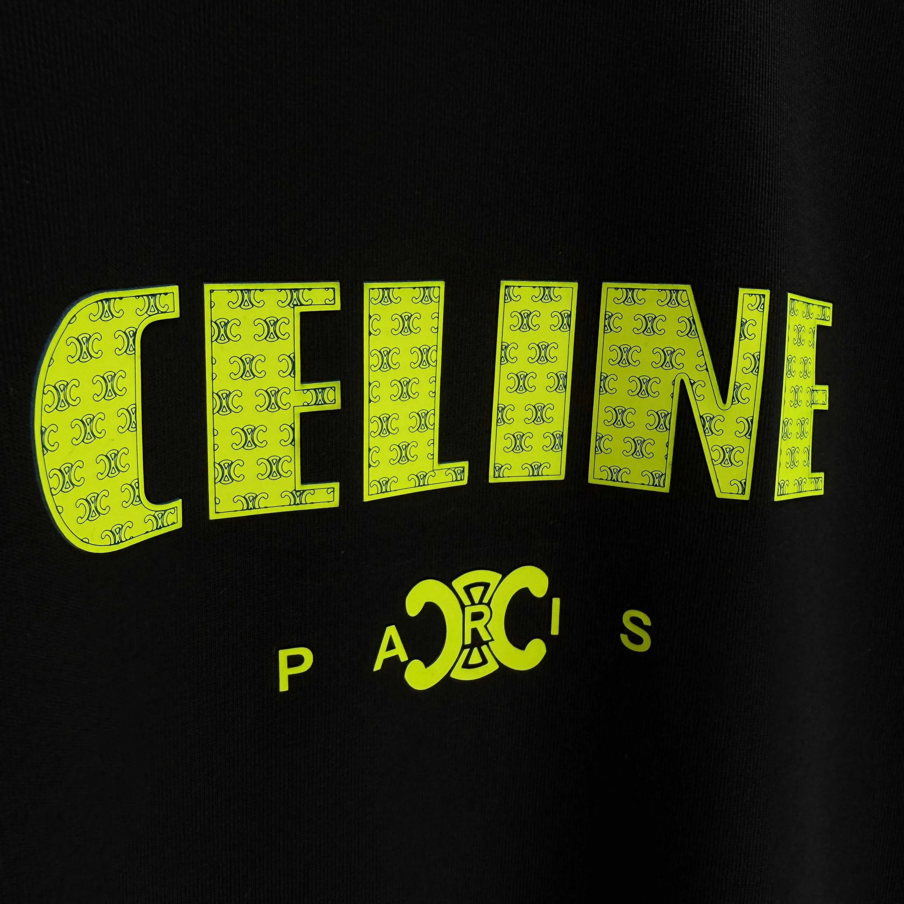🅿️250 CELIN* 2025 autumn and winter new round neck sweatshirt 400g terry cotton letter logo three-dimensional silicone Color: Black White Purple Gray Size: S M L XL XXL