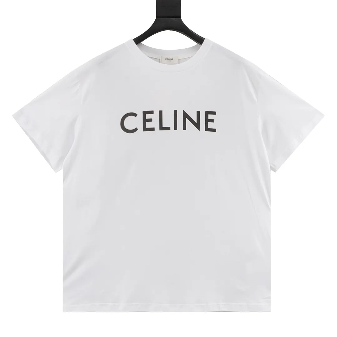 🅿️210 CELINE/Celine classic letter print basic short-sleeved T-shirt CE short-sleeved T-shirt with refreshing and clean temperament Summer T-shirt season is here, are you ready? ! Made of selected thick plain woven cotton, the texture of the fabric is porcelain and very elegant. The high-weight cotton is very breathable and moisture-wicking. The loose T-shirt is cut in a loose fit, which is looser than ordinary casual T-shirts. OVERSIZE's street style. The upper body is like a fashion girl, a trendy BOY. The CE letter logo on the chest embellishes the overall sense of luxury. The matte frosted foam craftsmanship is very classy. Customized cross rib collar, the collar will not deform after a lifetime of wear! , the simple style is easy to wear and versatile. The temperament is refreshing and clean, very tender; elegant and fashionable! No matter how you match it with your upper body, it is always a very elegant style! size：S-L