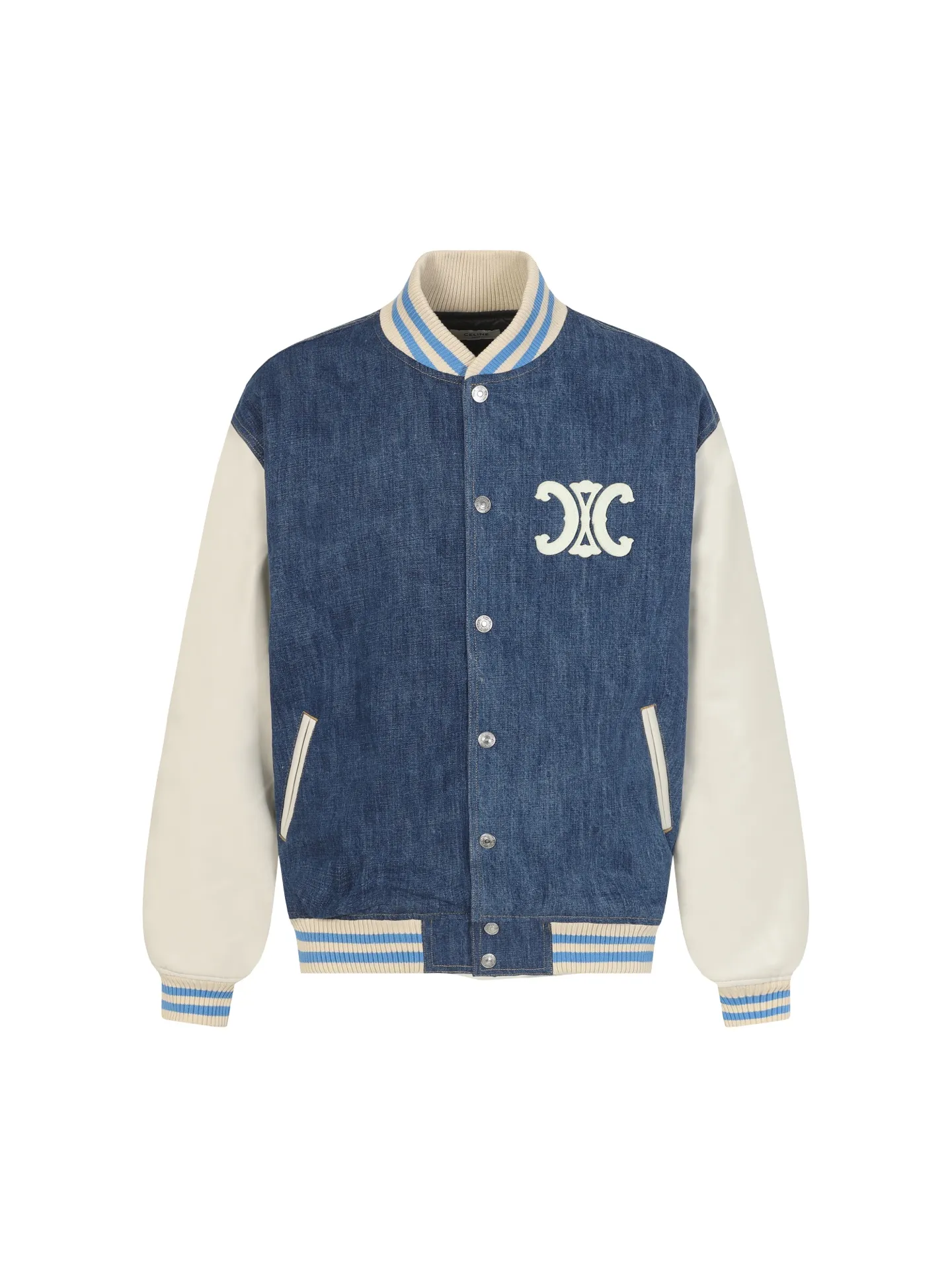🅿️710 Celine washed denim patchwork baseball jacket. I ordered the original model and it took a month to finally ship. I love it so much. The upper body is really handsome. A Douyin blogger said that this year's new product will become a future trend. If you look through street photos, you will find that celebrities regard it as a collectible item, a must-have item for men and women who want light luxury for commuting. Developing the highest version on the entire network, it took 1 month to customize and the cost was extremely high. The German imported flat machine made custom-woven wool jacquard threads, using the first layer of imported lambskin. The texture of the pleats is incomparable. It is hand-cut and meticulously crafted. The stitching position is very technical. Whether the whole piece is good or not depends on this position. Top-notch workmanship and details can stand the test. A full set of customized accessories, the letters are clear and perfectly restored without any difference. High-end atmosphere and full grade! The entire piece is exclusively customized with heavy craftsmanship. The towel appliqué embroidery is perfectly combined with craft embroidery and the needle is placed accurately! Absolute craftsmanship quality! SIZE：S/M/L/XL