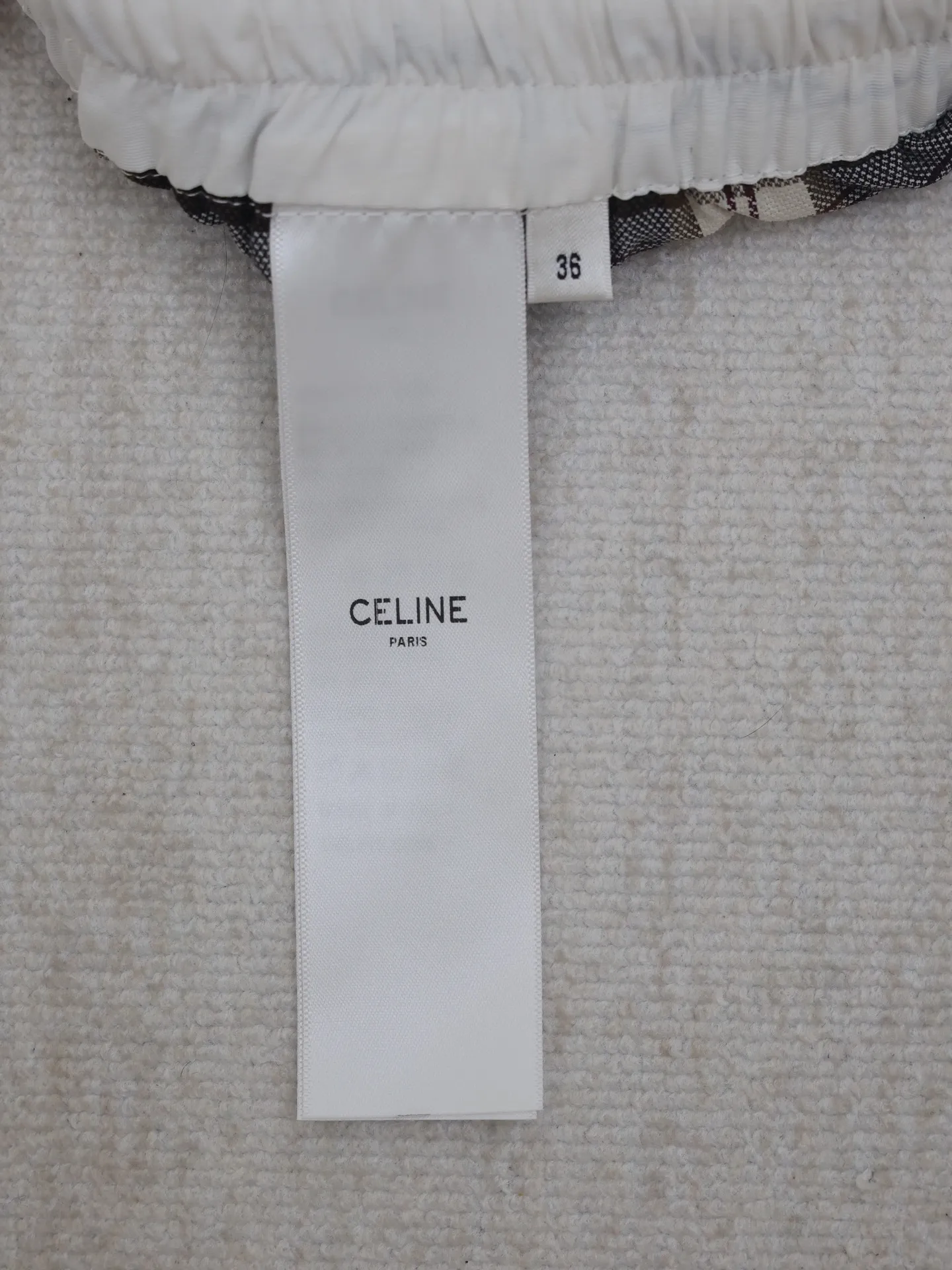 🅿️296 Celine*/Celin 25SS spring and summer new contrast color plaid embroidered elastic shorts Size: 36/38/40