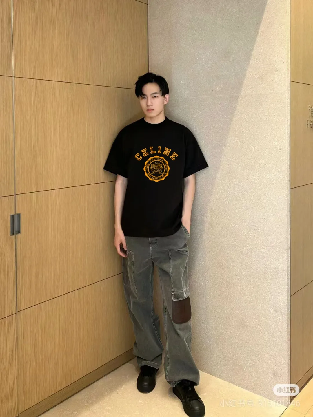 🅿️170 ✨🔥 [CELINE] 2025FW short-sleeved T-shirt, letter LOGO printing, high-end 26s double yarn 300g fabric, heavy fabric, custom stretcher rib, same vat and dye, complete three standards, same style for men and women, color: black, white, size: S M L XL 2XL