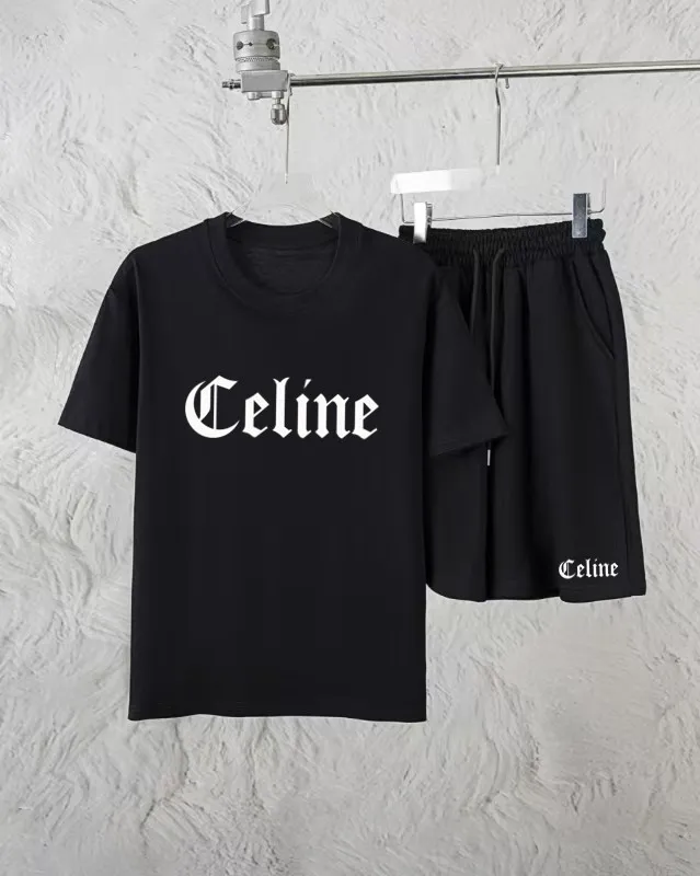 🅿️300 Celine Exclusively for the new trendy men’s fashionable round neck short-sleeved shorts suit, trendy and fashionable casual short-sleeved suit! It has high breathability and comfort, impeccable details, and brand element design concept, reflecting high quality. It presents a casual cut and the upper body shape is great! Material: 250g Xinjiang long-staple cotton short sleeves + 360g pure cotton terry shorts Size: S M L Due to manual measurement, there is a deviation of about 1-3CM in size.