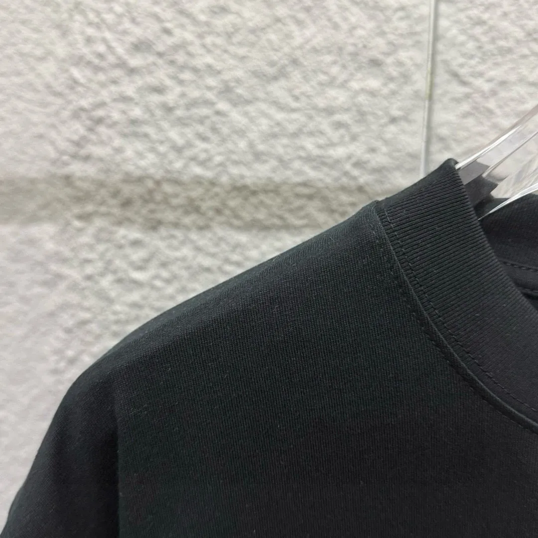 🅿️180 Celi* Celin Celin 2025 spring and summer style Simple letter embroidery personalized logo Customized double yarn plain cotton fabric Short-sleeved T-shirt Uniform for men and women Size: S (90-130 catties) M (120-150 catties) L (140-165 catties) XL (160-180 catties) XXL (180-210 catties) Color: black white
