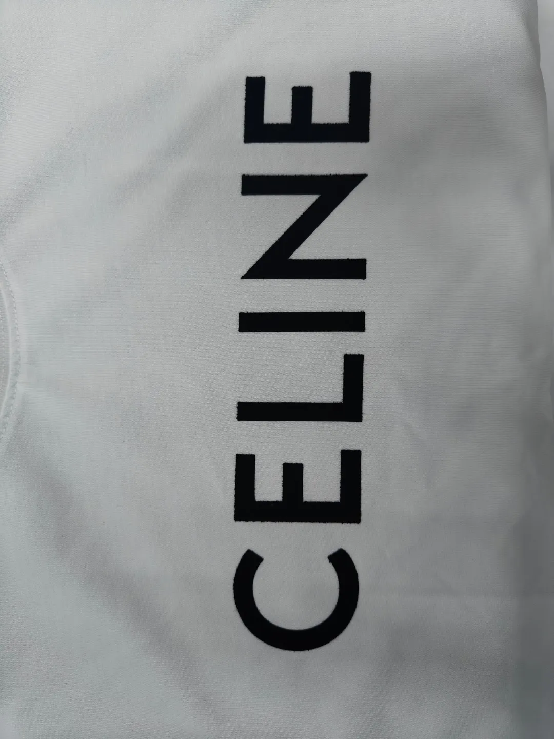 🅿️170 ✨🔥 [CELINE] 2025FW short-sleeved T-shirt, silicone thick plate letter LOGO, high-end 26s double yarn 300g fabric, heavy fabric, custom stretcher rib, same cylinder and dye, complete three standards, same style for men and women, color: black, white, size: S M L XL 2XL