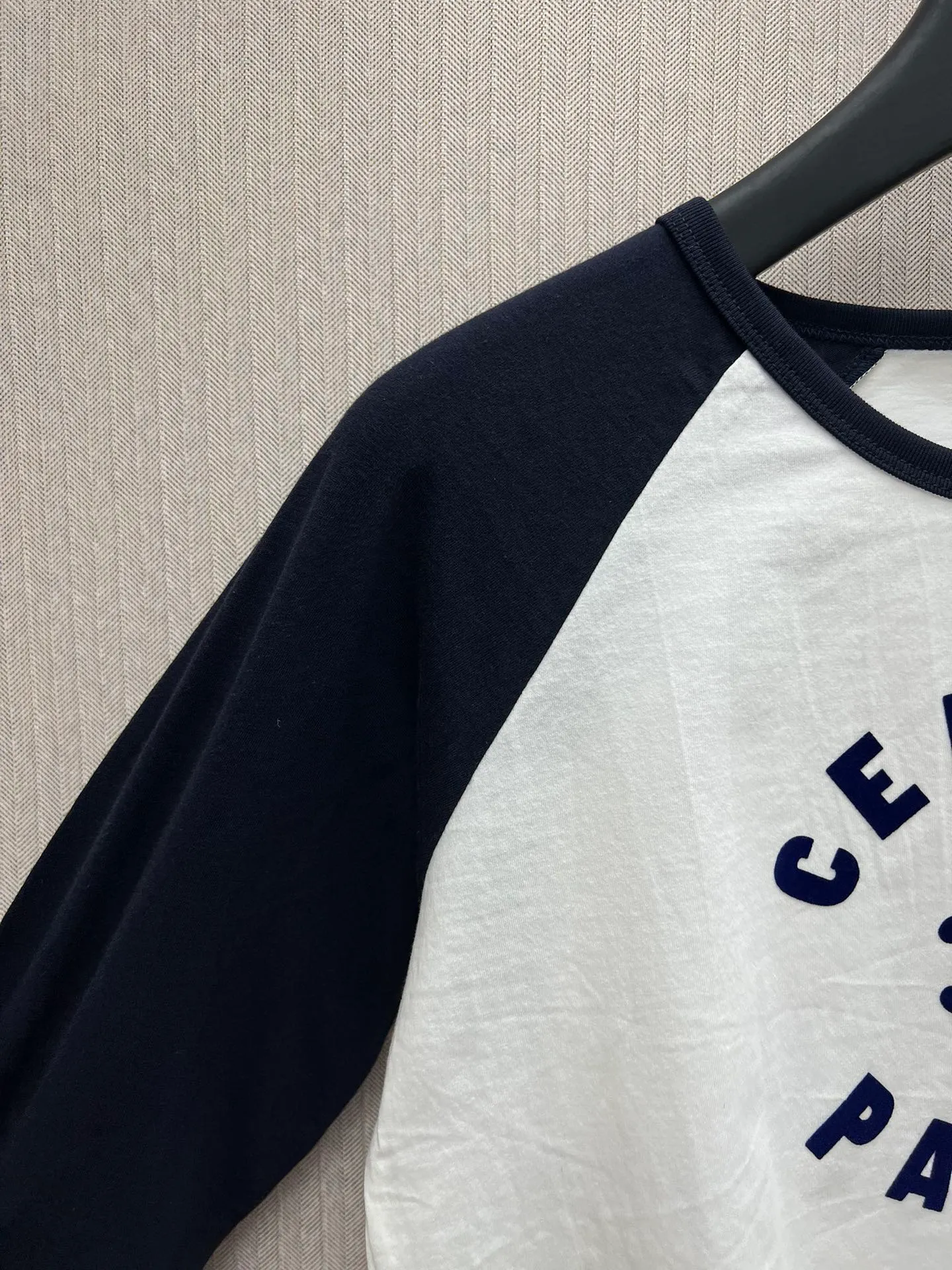 🅿️290 Celine 25ss new contrast letter Logo printed round neck long-sleeved T-shirt women's size: S.M.L.