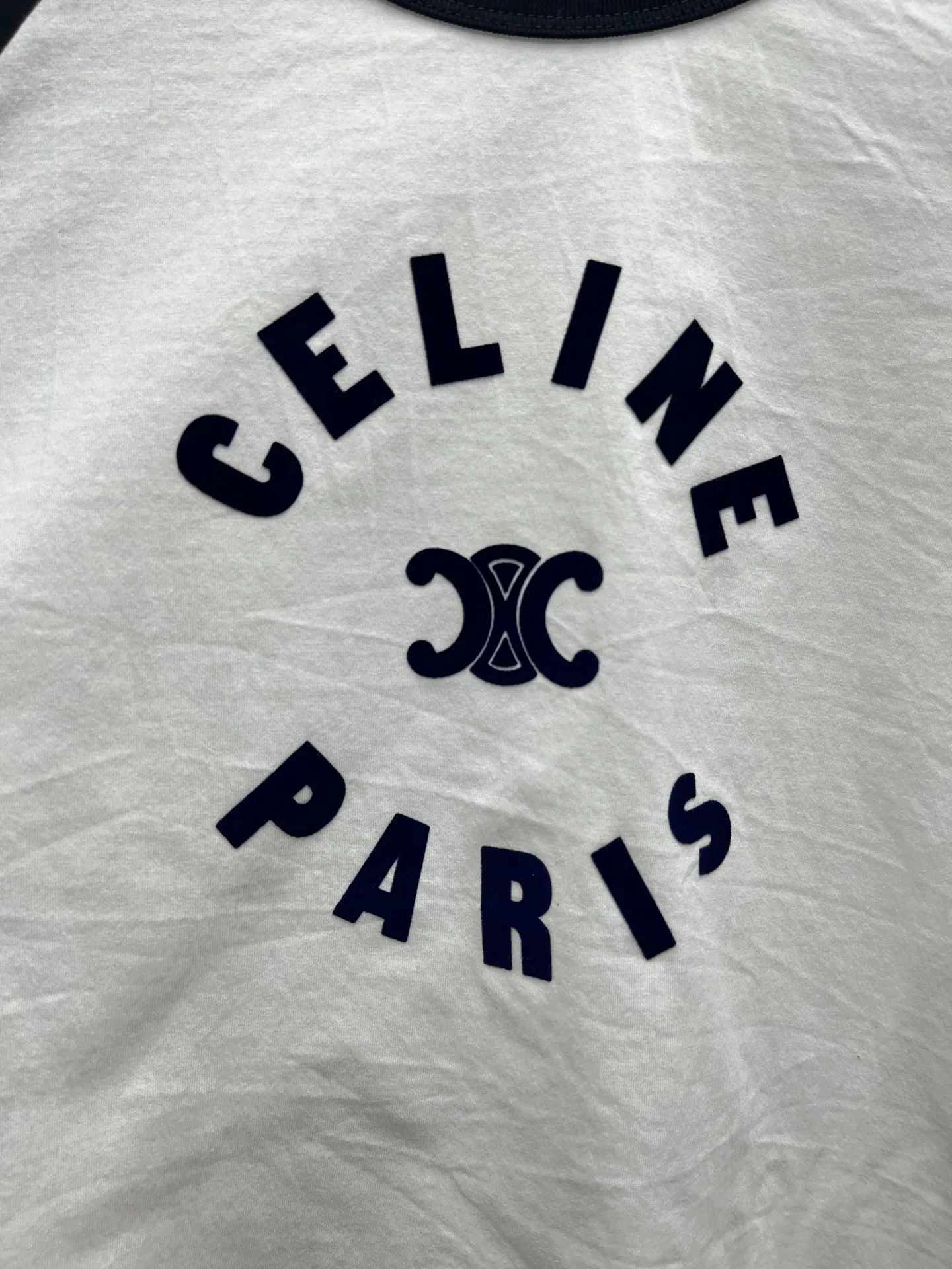 🅿️290 Celine 25ss new contrast letter Logo printed round neck long-sleeved T-shirt women's size: S.M.L.