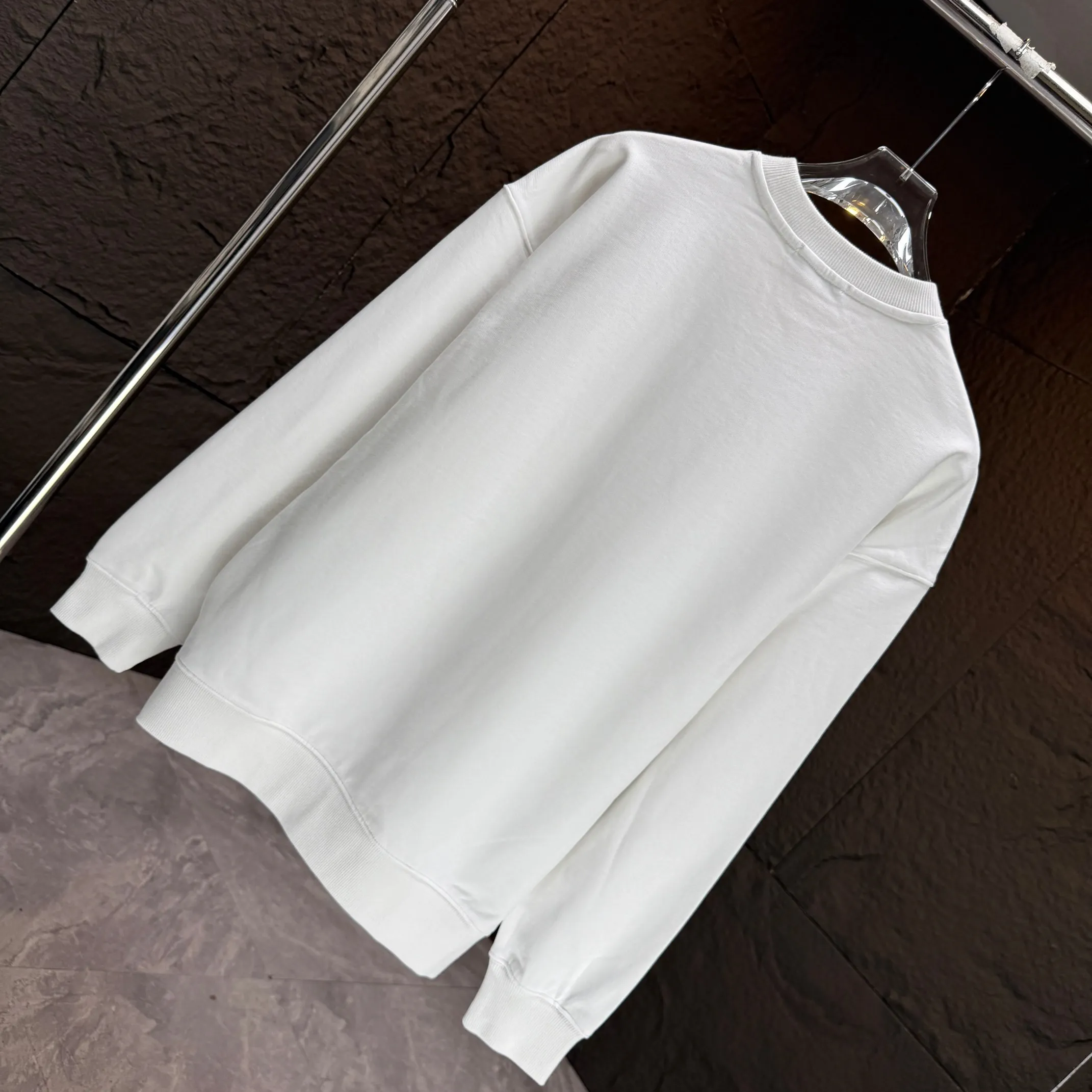 🅿️250 CELIN* 2025 autumn and winter new round neck sweatshirt 400g terry cotton letter logo three-dimensional silicone Color: Black White Purple Gray Size: S M L XL XXL