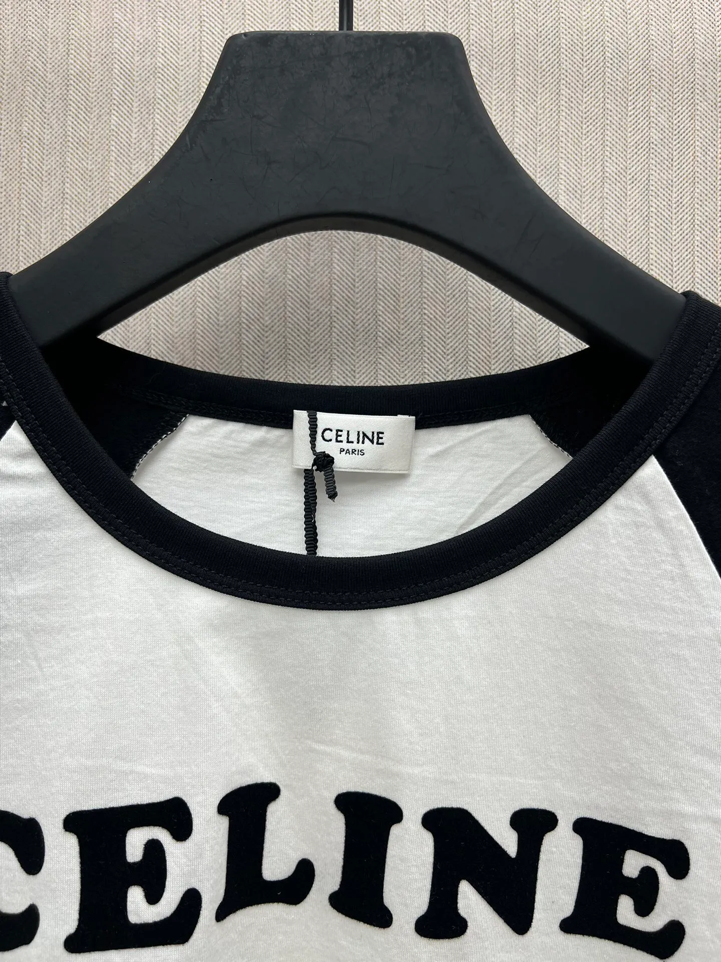 🅿️290 Celine 25ss new letter round neck raglan long sleeve T-shirt women's white high version code number: S.M.L.