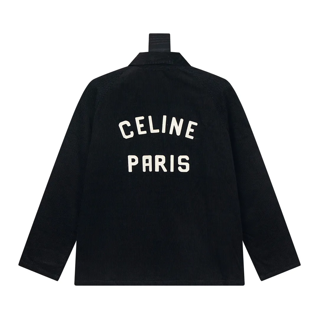 🅿️450 Celine corduroy zipper jacket. The fabric is made of 100% cotton 14-pit non-elastic and Tencel lining 1400 cotton. The letters are customized with wool superfiber. Each letter needs to be molded by computer. It is punched and positioned to ensure that the size and spacing of each letter are consistent. Each letter is positioned using an imported embroidery machine. The mold is opened to customize the Celine bronze Y tooth zipper. size：XS S M L