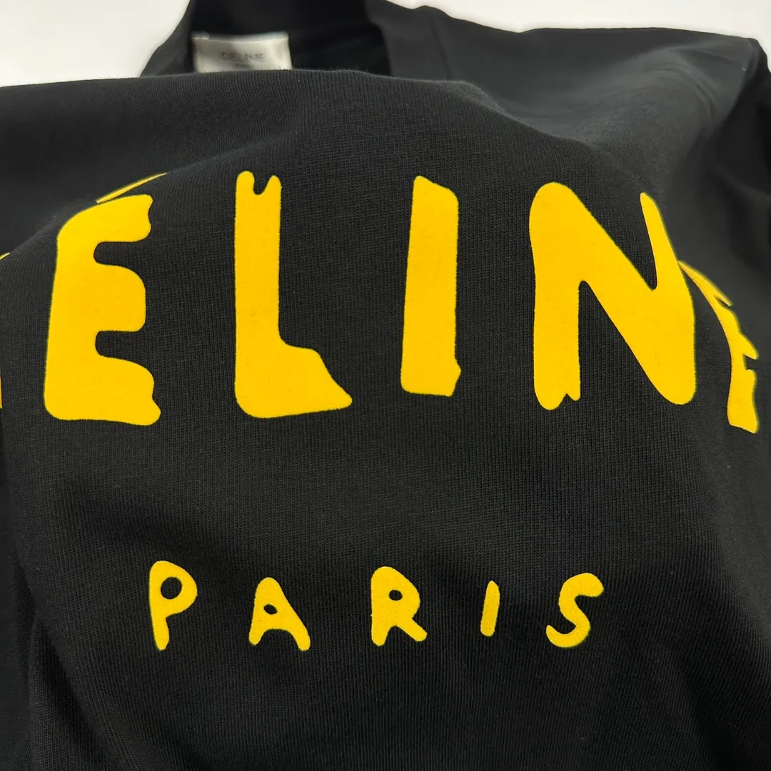 🅿️180 Celi*ne 2025 spring and summer style, simple colorful letters, flocking process, personalized logo, customized double yarn plain cotton fabric, short-sleeved T-shirt, same style for men and women. Size: S (90-130 catties) M (120-150 catties) L (140-165 catties) XL (160-180 catties) XXL (180-210 pounds) Color: black white