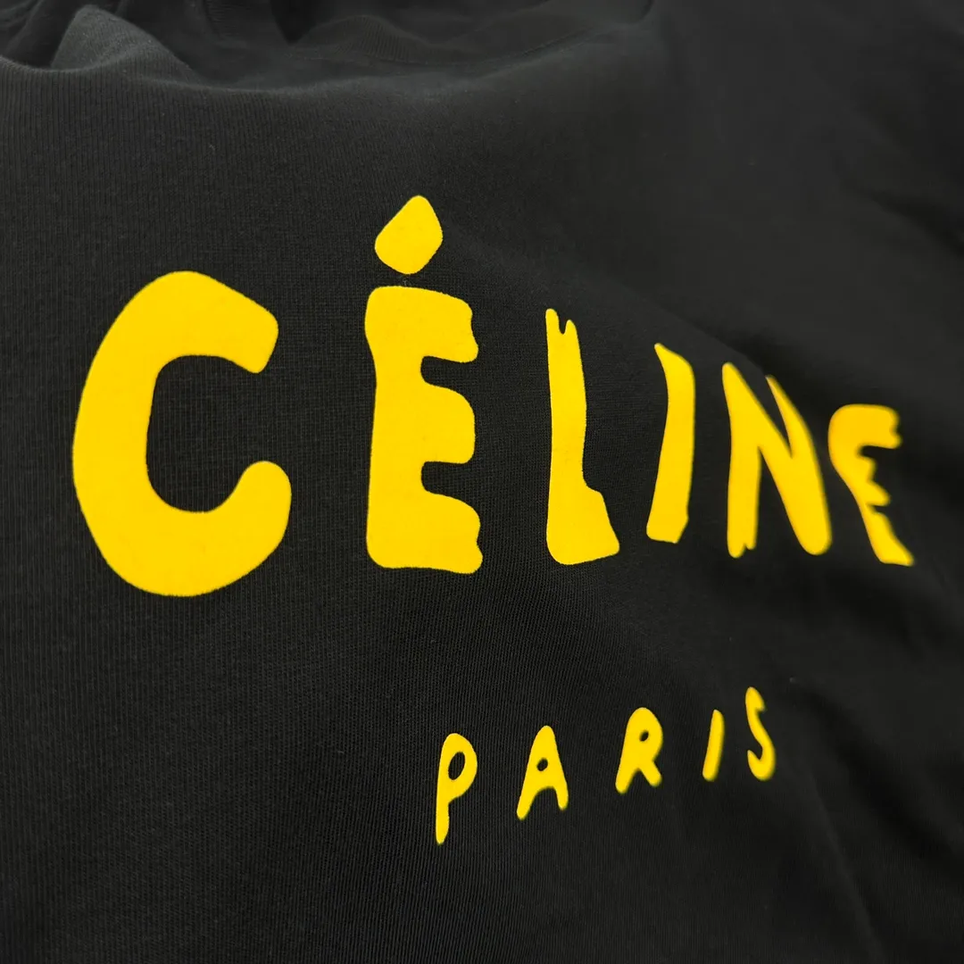 🅿️180 Celi*ne 2025 spring and summer style, simple colorful letters, flocking process, personalized logo, customized double yarn plain cotton fabric, short-sleeved T-shirt, same style for men and women. Size: S (90-130 catties) M (120-150 catties) L (140-165 catties) XL (160-180 catties) XXL (180-210 pounds) Color: black white