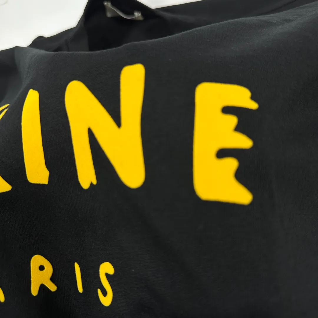 🅿️180 Celi*ne 2025 spring and summer style, simple colorful letters, flocking process, personalized logo, customized double yarn plain cotton fabric, short-sleeved T-shirt, same style for men and women. Size: S (90-130 catties) M (120-150 catties) L (140-165 catties) XL (160-180 catties) XXL (180-210 pounds) Color: black white