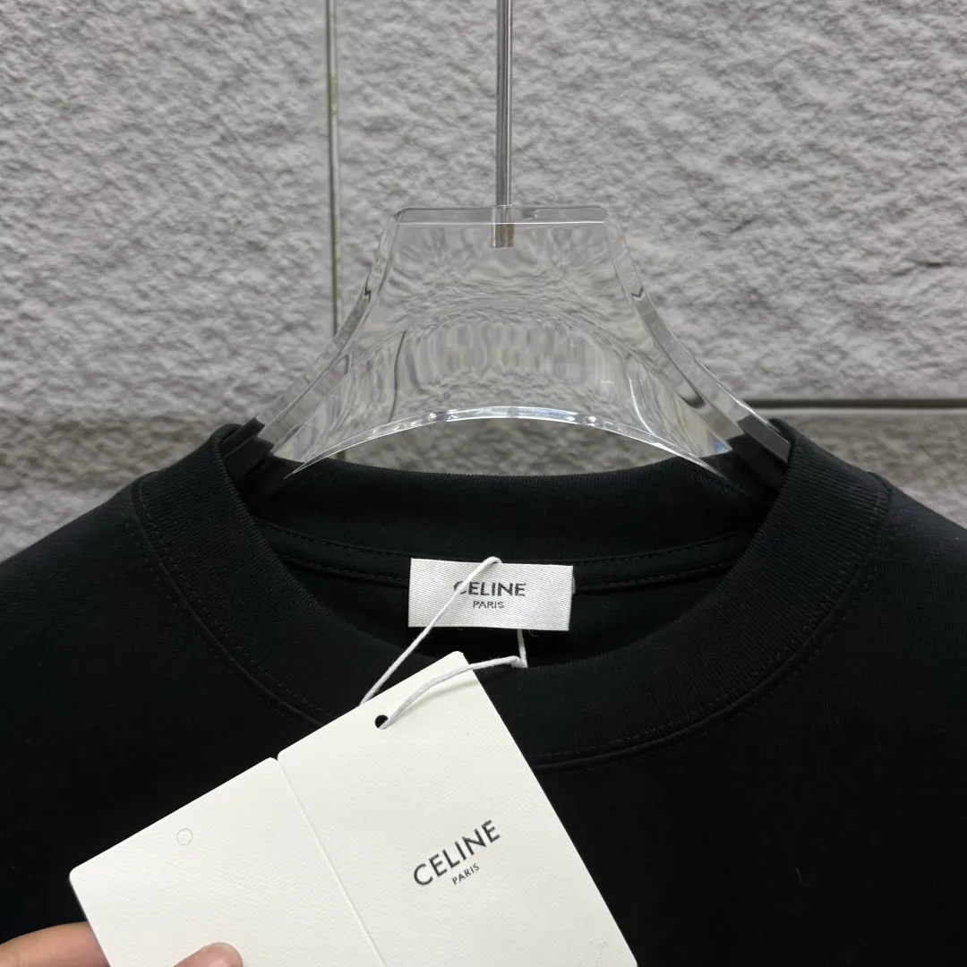 🅿️180 Celi*ne 2025 spring and summer style, simple colorful letters, flocking process, personalized logo, customized double yarn plain cotton fabric, short-sleeved T-shirt, same style for men and women. Size: S (90-130 catties) M (120-150 catties) L (140-165 catties) XL (160-180 catties) XXL (180-210 pounds) Color: black white