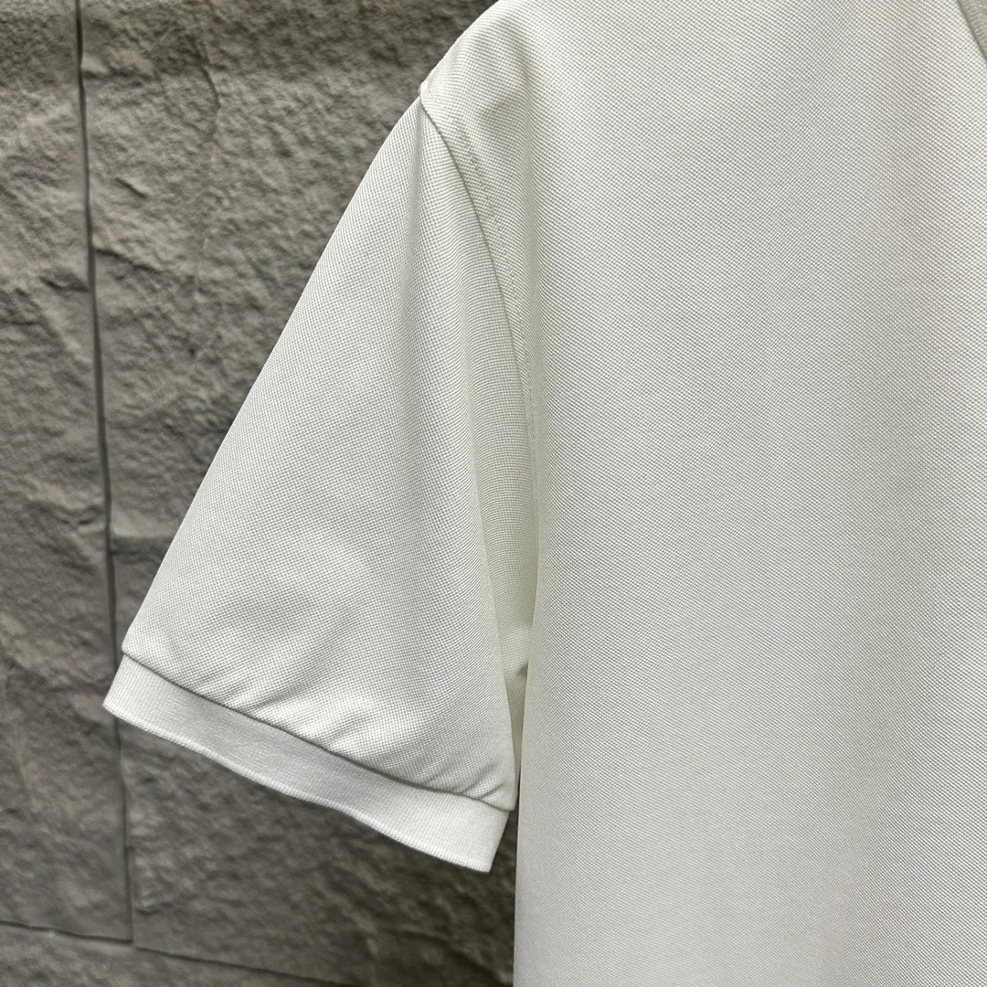 🅿️180 CELIN* Selin* short-sleeved POLO 2025 spring and summer new style, simple small embroidered pique fabric, short-sleeved polo stand-up collar, same style for men and women Size: M L XL 2XL 3XL Color: black white