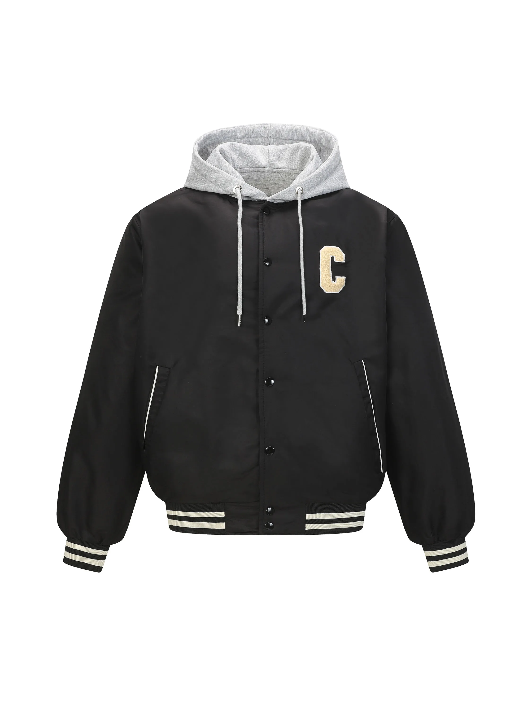 🅿️520 Celine 23FW hooded baseball jacket cotton jacket, originally purchased for 15,800, double fabric splicing: the outer black is satin technical fabric, the front and back panels are customized with towel embroidery, the letters are laser cut first, and made using an imported Tajima embroidery machine. The hood and lining are made of 100% cotton fabric, with a thin cotton lining, two-color thread custom-woven yarn, thread weaving on a flat knitting machine, and processed by a first-line factory. You can compare the quality at will. The style is the same for men and women. It is a treasured Hedi masterpiece that is worth collecting. It is different from the white thread version on the market. size: XS S M L