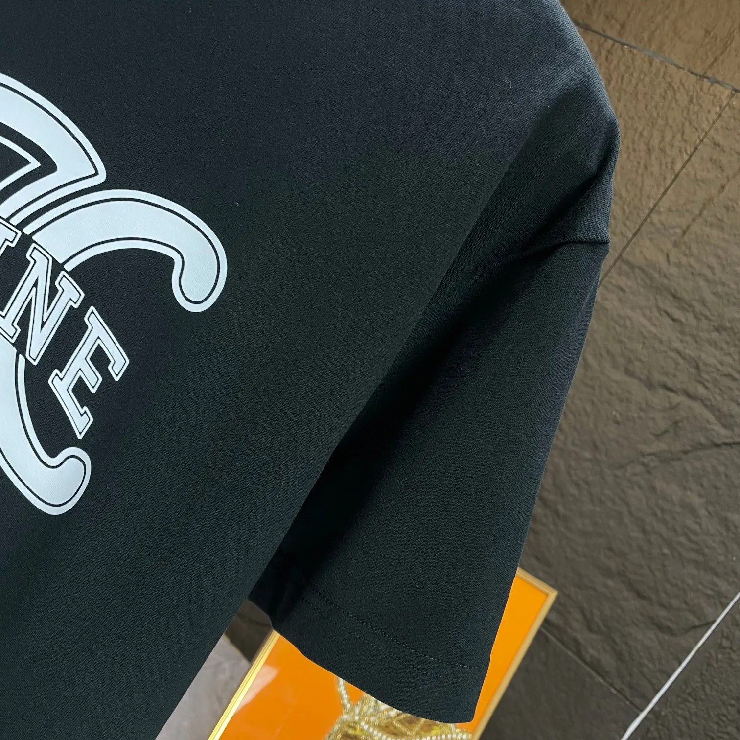 🅿️170 CELIN* 2025 spring and summer new short-sleeved T-shirt heavy cotton letter print color: black white code number: S M L XL XXL
