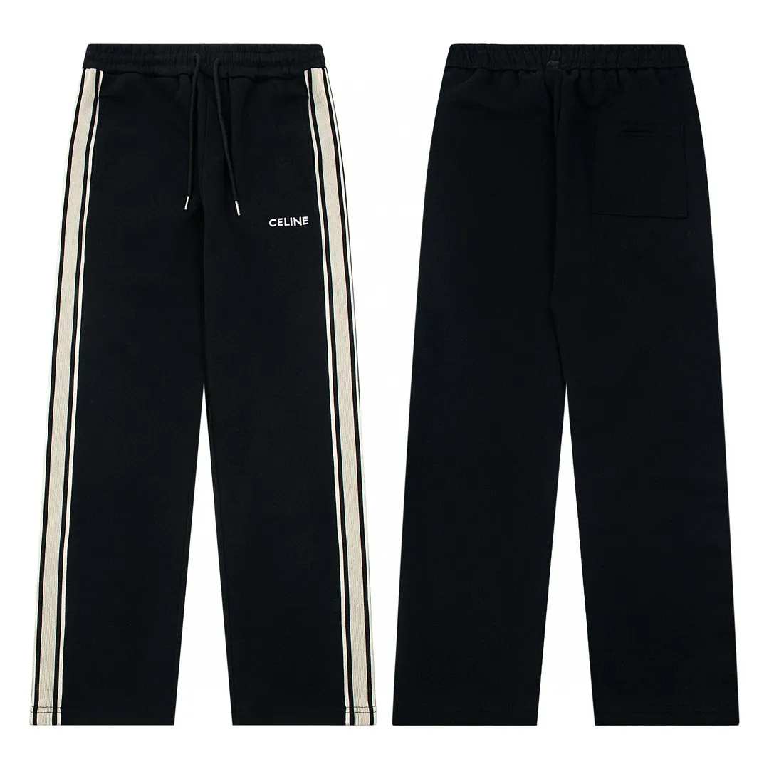 🅿️250 Celine's new letter embroidered yarn-dyed straight sweatpants casual couple style trousers 1⃣The fabric is made of reactive black 420g double yarn composite fabric, which is a very high-quality, thick and comfortable fabric. The waist is designed with hemming workmanship, making it more comfortable and stylish to wear! 2⃣The iconic logo embroidery design style is very youthful and energetic, and can be easily used by both men and women. It is very in line with the fashion aesthetic concepts of today's young people, creating a casual and lazy fashion tone, a must-have for autumn and winter! 3⃣ Exquisite workmanship and complete accessories! Color: black Size: S, M, L, XL