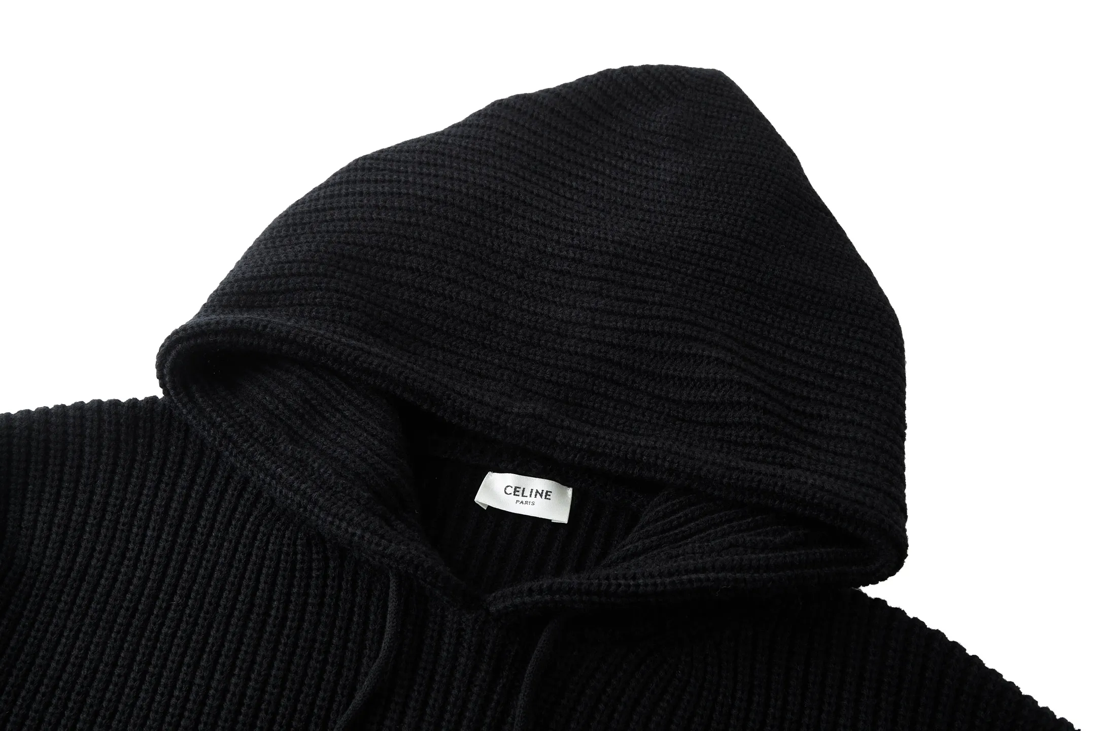 🅿️520 [Exclusive supply] Celine leather patch hooded sweater (black), originally purchased and developed for 15,000 yuan. The fabric is made of 55% merino wool fabric, which is blended with cotton yarn. The whole piece of clothing weighs about 1000 grams. The embroidery is made of patch embroidery, which is cut out of soft wool material, manually positioned and attached, and then wrapped in a circle of embroidery. Washing water removes impurities - drying at high temperature - adds hand feel. Electroplated tail clip with laser engraved brand logo. Size:S-M-L-XL