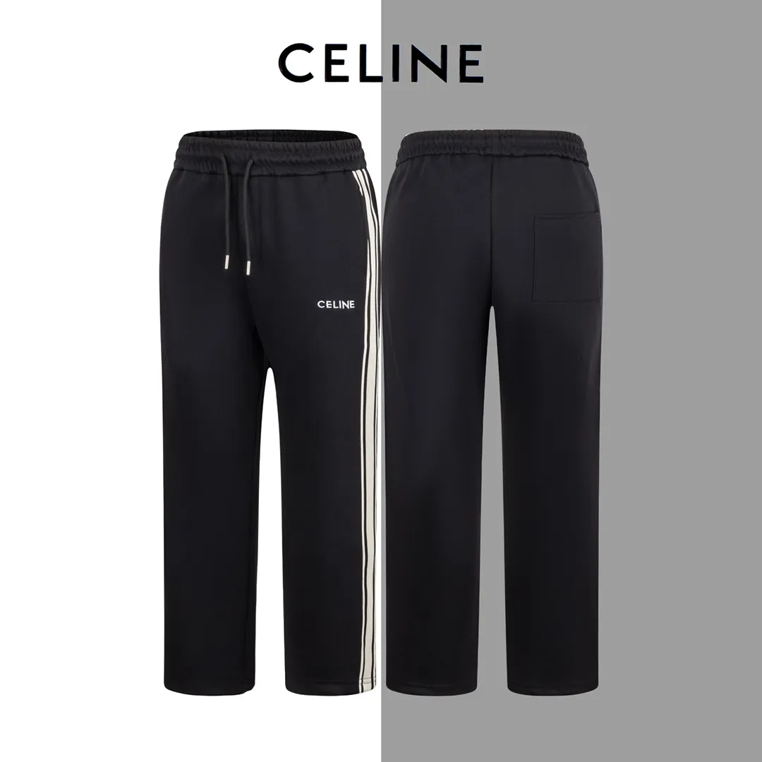 🅿️280 style number/G145 Celine small label letter embroidered beige webbing sweatpants CELINE official website consistent style Fabric: 450g high-weight premium composite fabrics, same color weaving and dyeing threads in the same cylinder, consistent color Three-dimensional and full small label embroidery ➕Jacquard ribbon Supporting: complete three labels Cardboard oil paper code sticker packaging High temperature pre-shrinking process before production will not shrink and deformation Imported machine professional plate production os version can be worn up to 200 pounds. The size is measured manually. The error of 2-3cm is normal. Color: black size: s m l xl