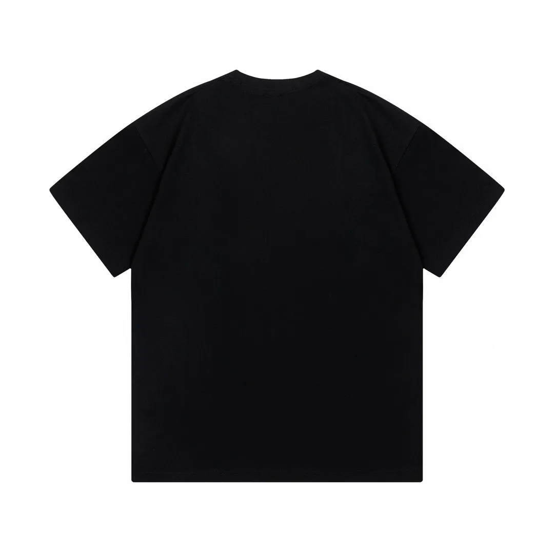 🅿️170 (arrived the next day) Celine Celine 2025 new style hot air balloon letter logo men and women same style short-sleeved T-shirt ·Customized 300g 100% double yarn pure cotton fabric ·Dyeing 32 double-strand threads ·Kangli digital direct injection technology ·Collar label and main mark complete Color: black Size: XS S M L