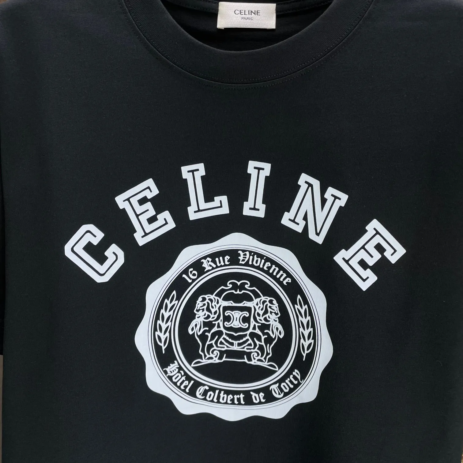 🅿️170 CELIN* 2025 spring and summer new short-sleeved T-shirt heavy cotton letter print color: black white code number: S M L XL XXL