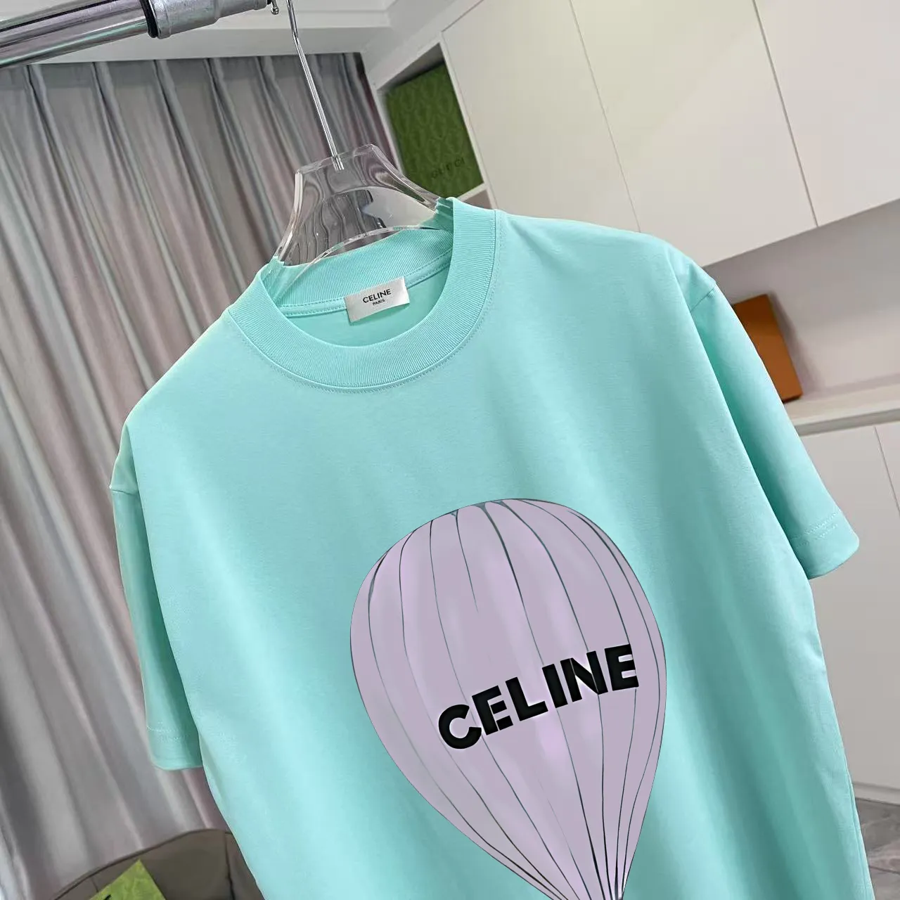🅿️170 Celine 2025 summer new style personalized letter logo printing customized fabric 300g short-sleeved T-shirt for men and women size: S M L XL XXL five sizes color: black white pink lake green