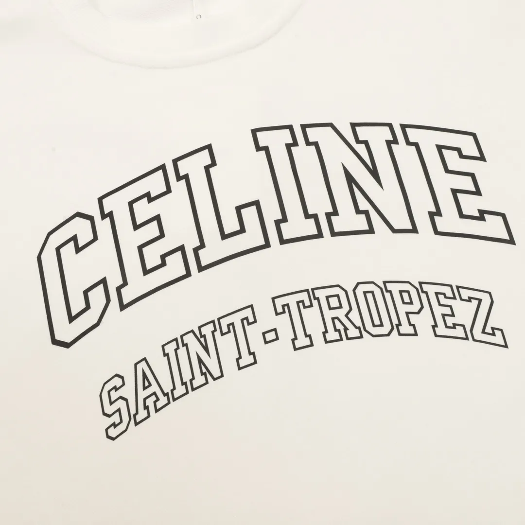 🅿️500 Celine 25FW hollow letter round neck sweatshirt, 480g high-grade combed cotton fabric, counter collar label, purchasing grade white thick plate tag, original hanging grain, three-dimensional foam printing on the front and back, strong layering, same style for men and women, couple style, oversize version, loose size: S-XL