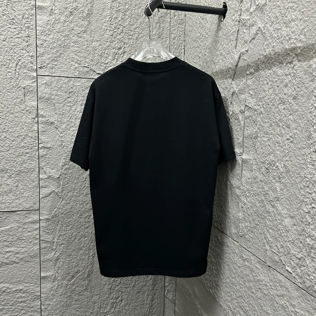 🅿️180 Celi* Celine 2025 spring and summer style Simple letter printing personalized logo Customized double yarn plain cotton fabric Short-sleeved T-shirt Unisex Size: S (90-130 catties) M (120-150 catties) L (140-165 catties) XL (160-180 catties) XXL (180-210 catties) Color: black white