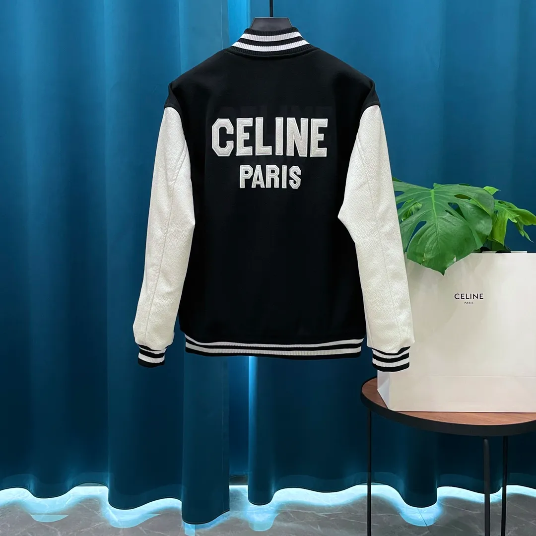 🅿️410 Celine➡️Celine runway style baseball jacket. I ordered the original model and took a month to finally ship it. I love it so much. The upper body is really handsome. A Douyin blogger said that this year's new jacket will become a future trend. If you look through street photos, you will find that celebrities regard it as a collectible jacket, a must-have item for men and women who want light luxury for commuting. Developing the highest version on the entire network, it took 1 month to customize and the cost was extremely high. The German imported flat-machine made custom-woven wool jacquard threads, using the first layer of imported lambskin. The pleated texture is unparalleled. It is hand-cut and meticulously crafted. The stitching position is very technical. Whether the whole garment is good or not depends on this position. Top-notch workmanship and details can stand the test. A full set of customized accessories, the letters are clear and perfectly restored without any difference. High-end atmosphere and full grade! The entire dress is exclusively customized with heavy craftsmanship. The towel patch embroidery is perfectly combined with craft embroidery and precise stitching! Absolute craftsmanship quality!