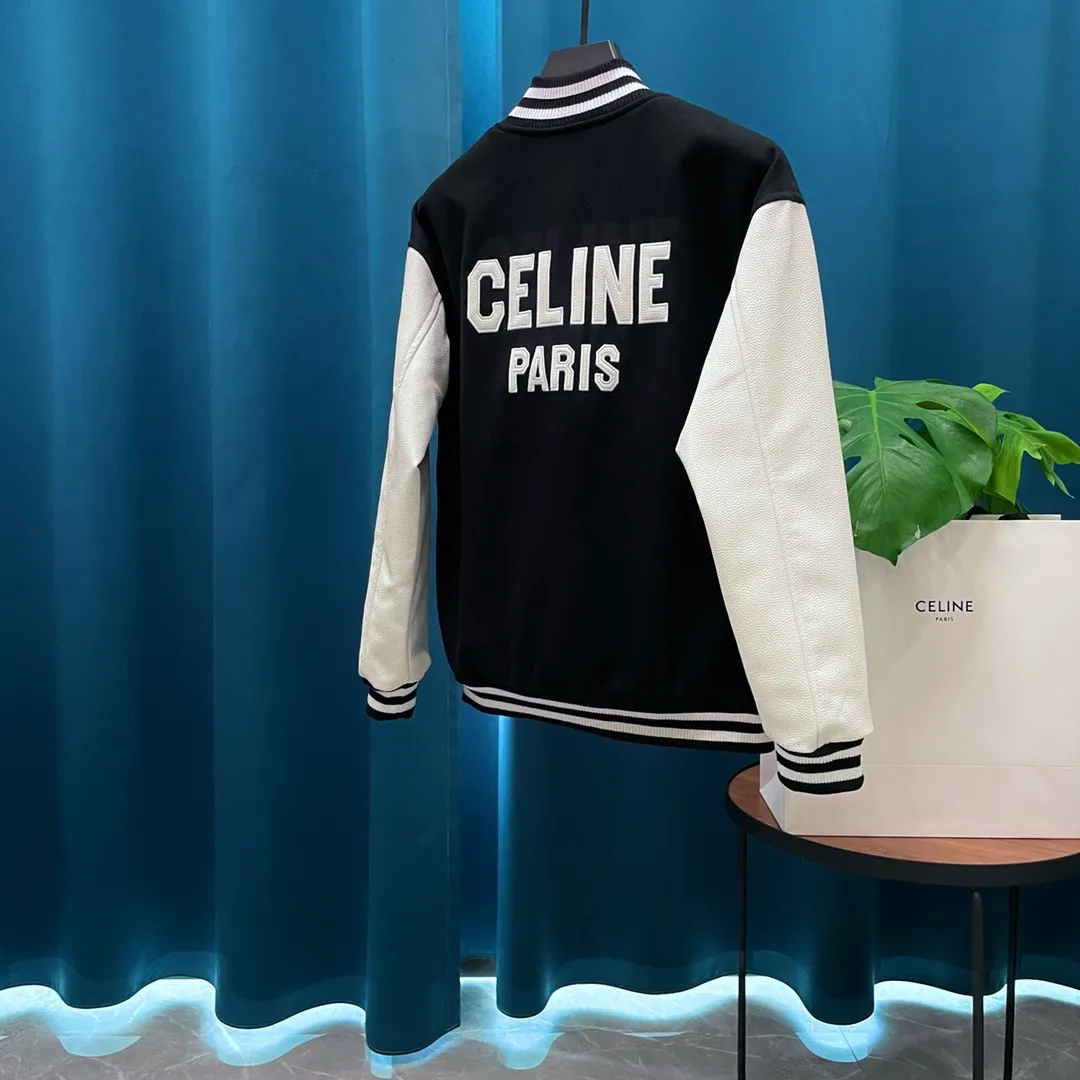 🅿️410 Celine➡️Celine runway style baseball jacket. I ordered the original model and took a month to finally ship it. I love it so much. The upper body is really handsome. A Douyin blogger said that this year's new jacket will become a future trend. If you look through street photos, you will find that celebrities regard it as a collectible jacket, a must-have item for men and women who want light luxury for commuting. Developing the highest version on the entire network, it took 1 month to customize and the cost was extremely high. The German imported flat-machine made custom-woven wool jacquard threads, using the first layer of imported lambskin. The pleated texture is unparalleled. It is hand-cut and meticulously crafted. The stitching position is very technical. Whether the whole garment is good or not depends on this position. Top-notch workmanship and details can stand the test. A full set of customized accessories, the letters are clear and perfectly restored without any difference. High-end atmosphere and full grade! The entire dress is exclusively customized with heavy craftsmanship. The towel patch embroidery is perfectly combined with craft embroidery and precise stitching! Absolute craftsmanship quality!