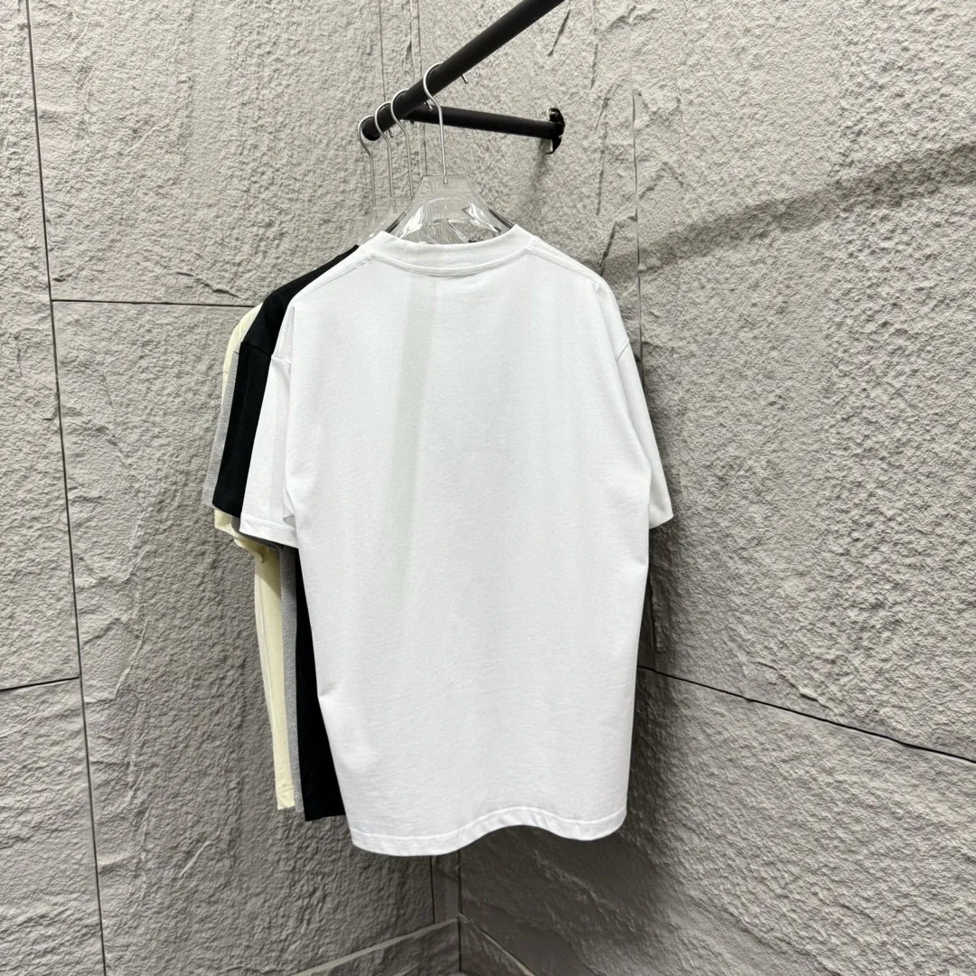 🅿️180 Celi* Celi Celin 2025 spring and summer style Simple letter embroidery personalized logo Customized double yarn plain cotton fabric Short-sleeved T-shirt Unisex Size: S (90-130 catties) M (120-150 catties) L (140-165 catties) XL (160-180 catties) XXL (180-210 pounds) Color: black white
