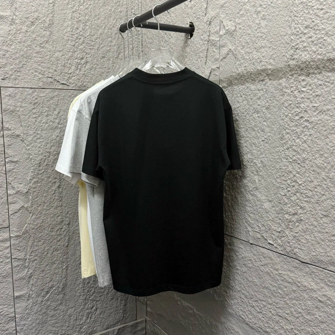 🅿️180 Celi* Celi Celin 2025 spring and summer style Simple letter embroidery personalized logo Customized double yarn plain cotton fabric Short-sleeved T-shirt Unisex Size: S (90-130 catties) M (120-150 catties) L (140-165 catties) XL (160-180 catties) XXL (180-210 pounds) Color: black white