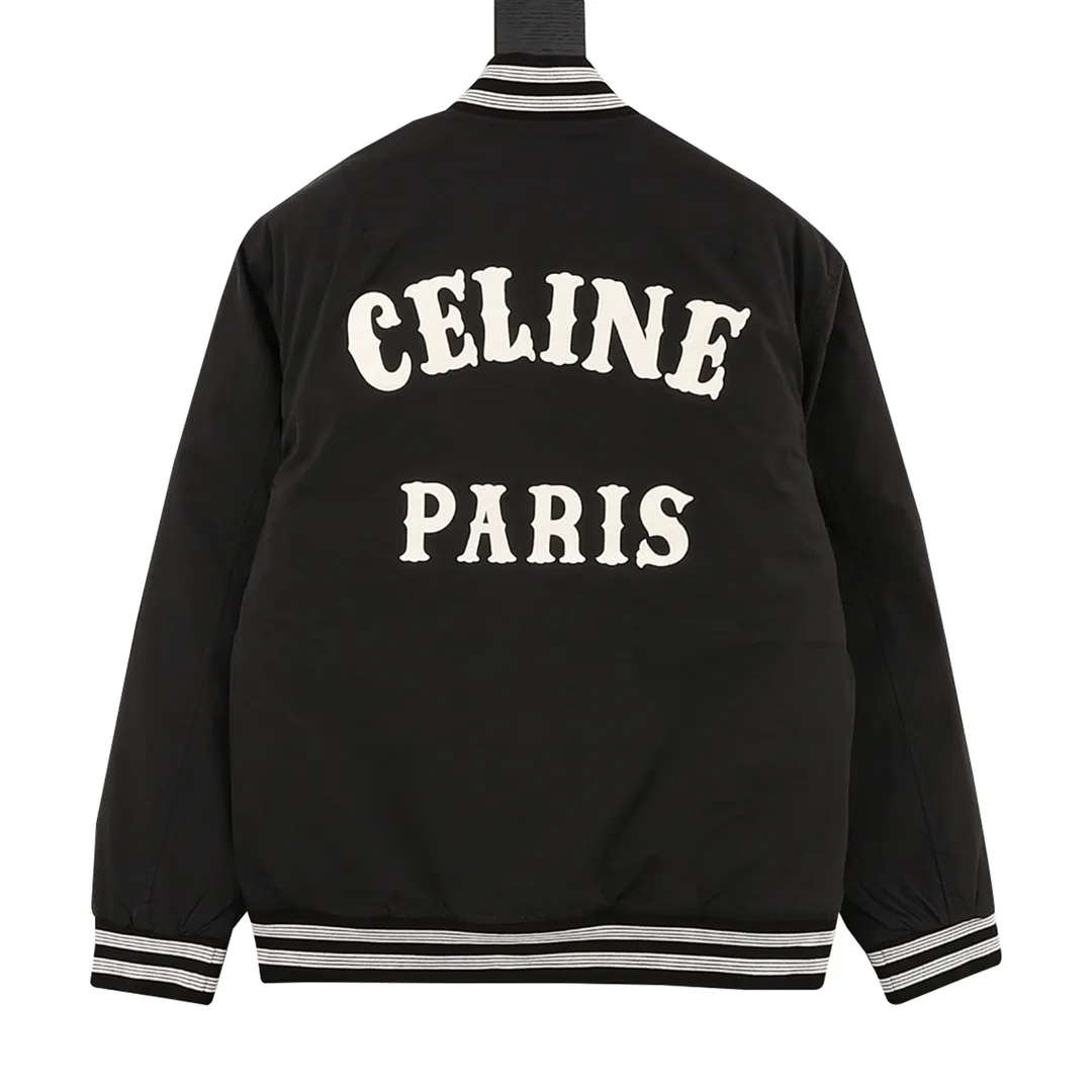 🅿️570 CELINE/Celine Letter Baseball Cotton Jacket Custom-made brocade warm velvet, the letters are embossed, and the letters are embroidered with three-dimensional craftsmanship. Through specific stitching methods and materials, the direction and force of each stitch and thread are accurately controlled. The template machine opens the bag. The preset template guides the position, shape and size of the bag, and the fit size is: XS-L