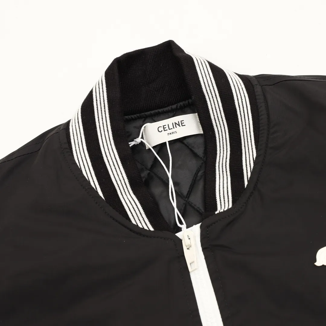 🅿️570 CELINE/Celine Letter Baseball Cotton Jacket Custom-made brocade warm velvet, the letters are embossed, and the letters are embroidered with three-dimensional craftsmanship. Through specific stitching methods and materials, the direction and force of each stitch and thread are accurately controlled. The template machine opens the bag. The preset template guides the position, shape and size of the bag, and the fit size is: XS-L