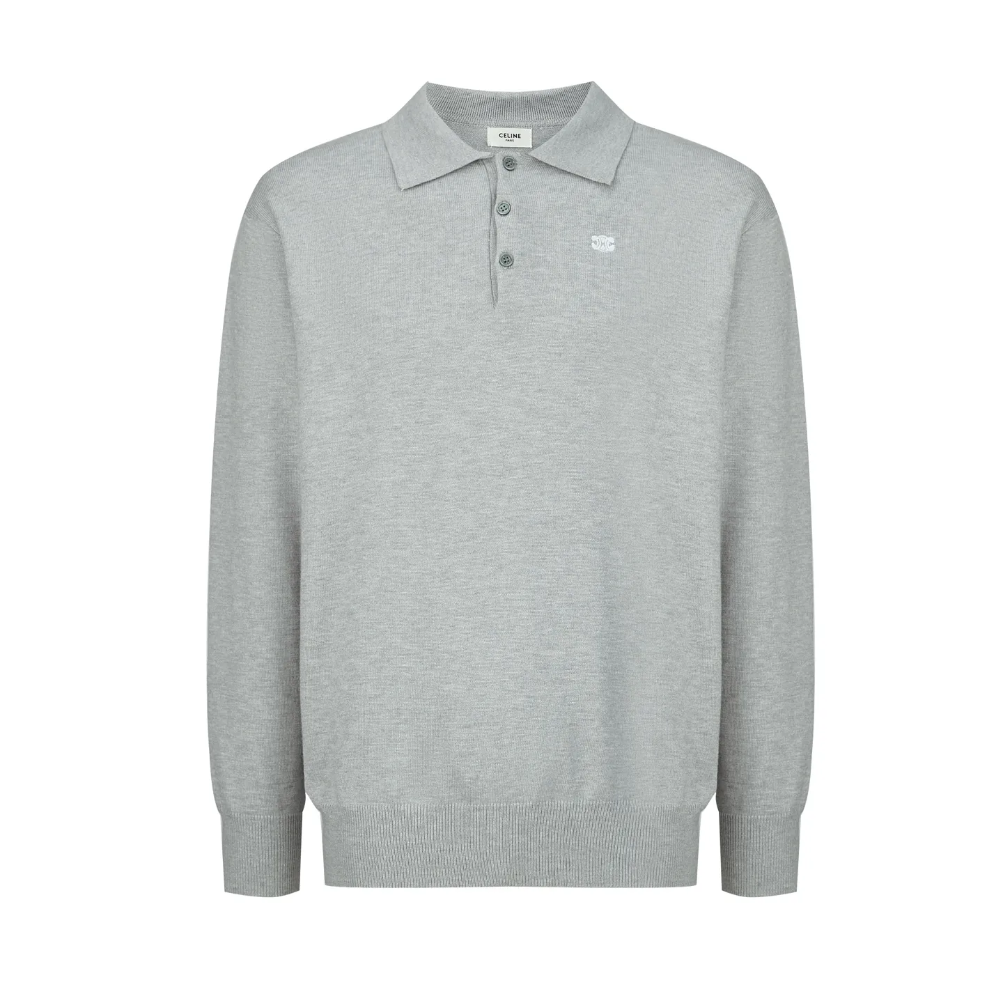 🅿️400 [Exclusive supply] Celine Arc de Triomphe embroidered knitted Polo shirt (grey). The original version was purchased and developed for 9300. The fabric is 100% cotton yarn. The original fabric is custom-dyed with 1:1 color matching. Washing water fixes the shape and color of the clothes. Manual picking and drawing. The embroidery is made by imported machines, with a 1:1 high degree of reduction of the CELINE Arc de Triomphe embroidery logo. 3 mother-of-pearl buttons engraved with CELINE. Size:37-38-39-40