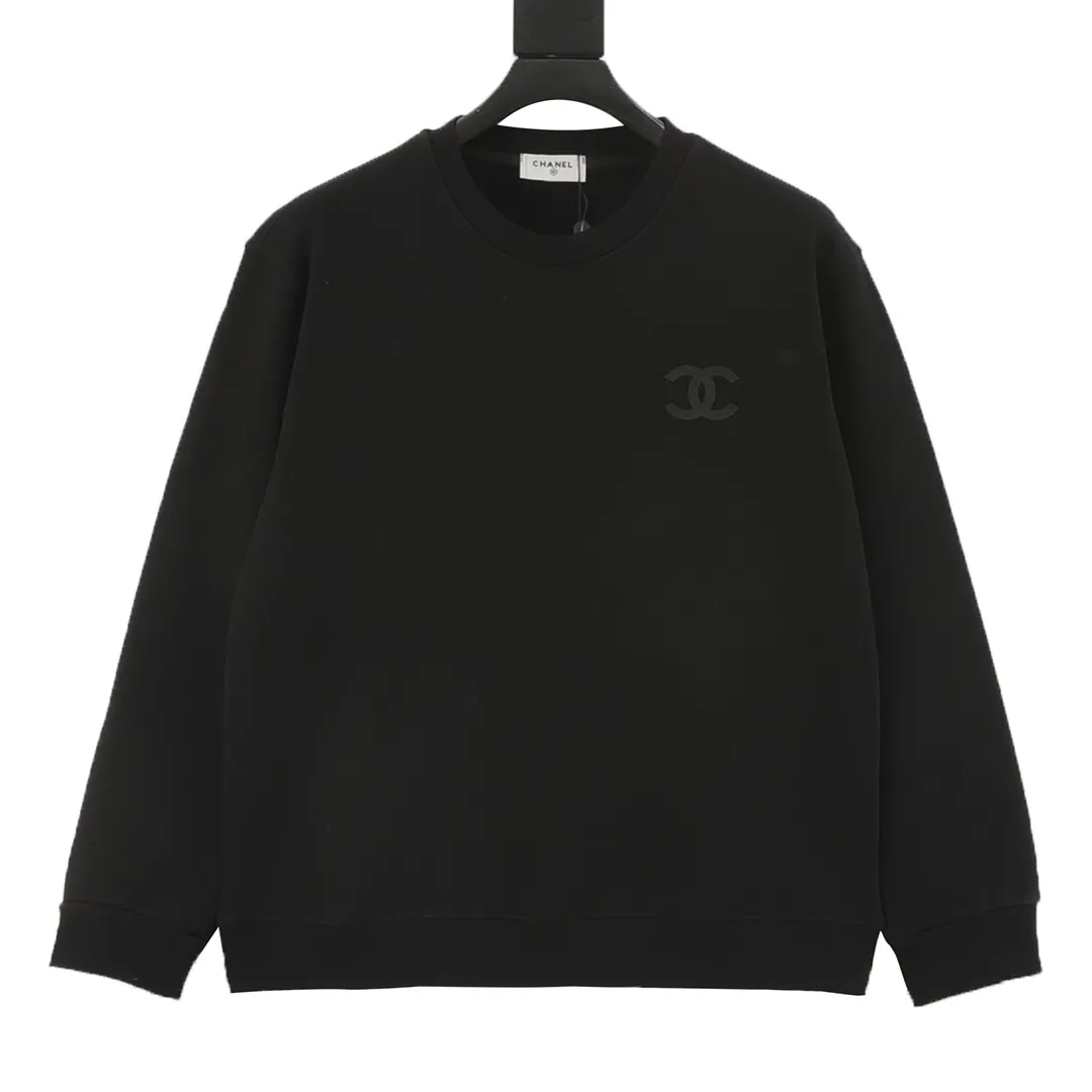 🅿️500 CHANEL 25FW Silicone small label round neck sweatshirt 480g high-grade combed cotton fabric Counter collar label Purchasing grade white thick plate hang tag Original hanging beads Three-dimensional foam printing on the front and back Strong sense of layering Same style for men and women Couple style Oversize version Loose Size: S-XL