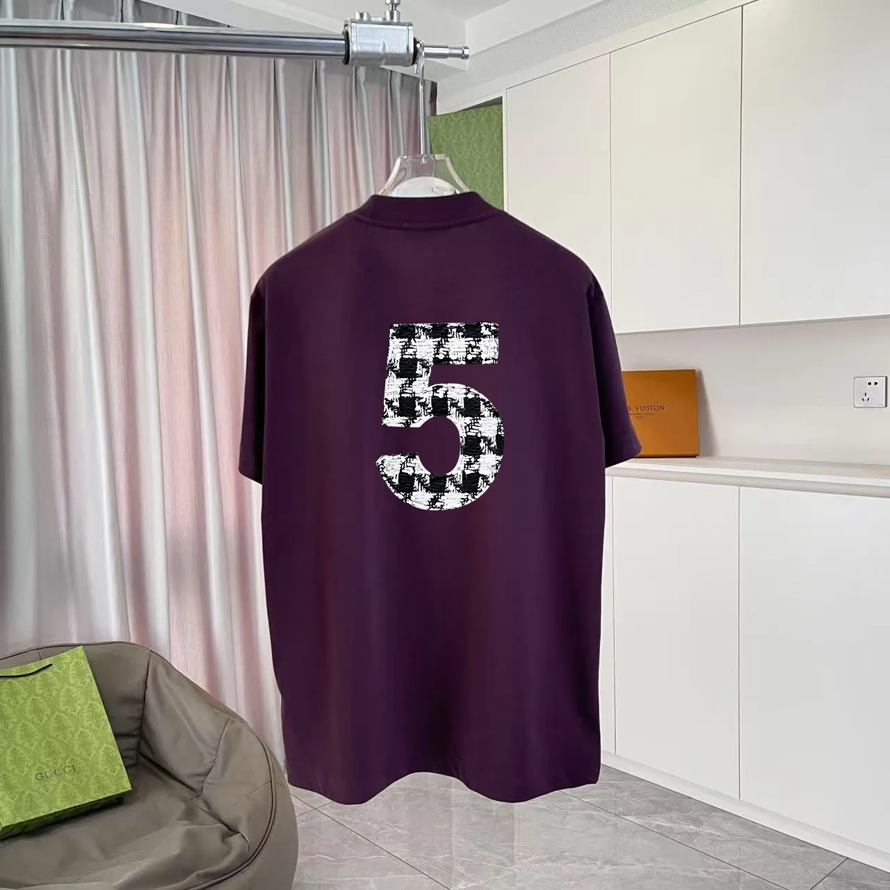 🅿️170 Chanel CHANEL2025 summer new style Double C letter logo printing short-sleeved T-shirt Customized fabric 300g Same style for men and women Size: S M L XL XXL Five codes Color: black white lake green purple