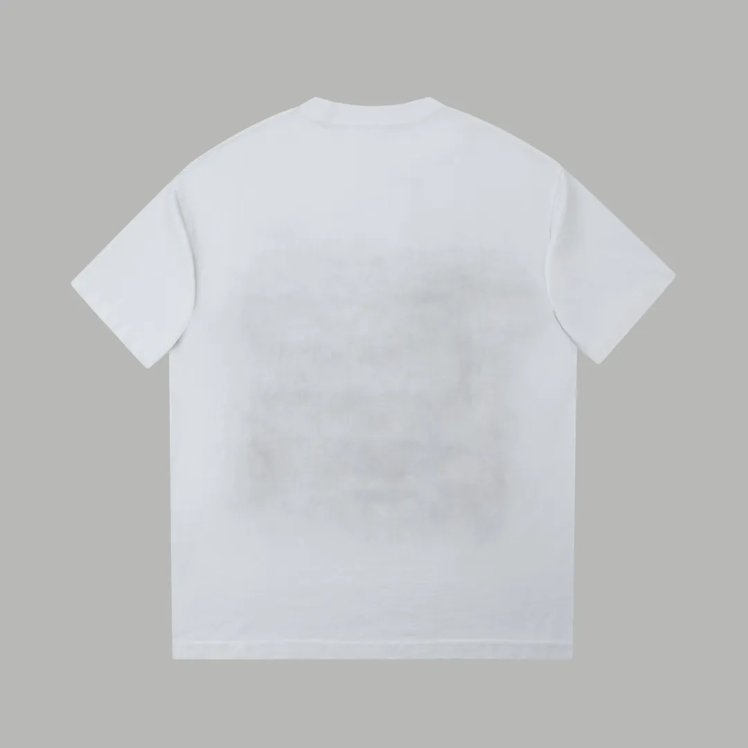 🅿️210 ✨CHA✨🆕25SS spring and summer new style, flocked distressed printed short sleeves, light luxury, essential item for daily commuting for men and women, correct version, welcome to compare, detailed features · 280g 100% pure cotton double yarn jersey fabric · Custom dyed in the same cylinder, special thickened 32 count double strand 1X1 thread · Imported flocking logo. Ready-made garments are dyed. Then do the faded fried snowflake process, then wash with water to make it look old. General washing to improve the effect · Double-needle stitching across seams · Original main mark, washed tag, branded moisture-proof paper packaging Color: Black/ Size: S/M/L/XL
