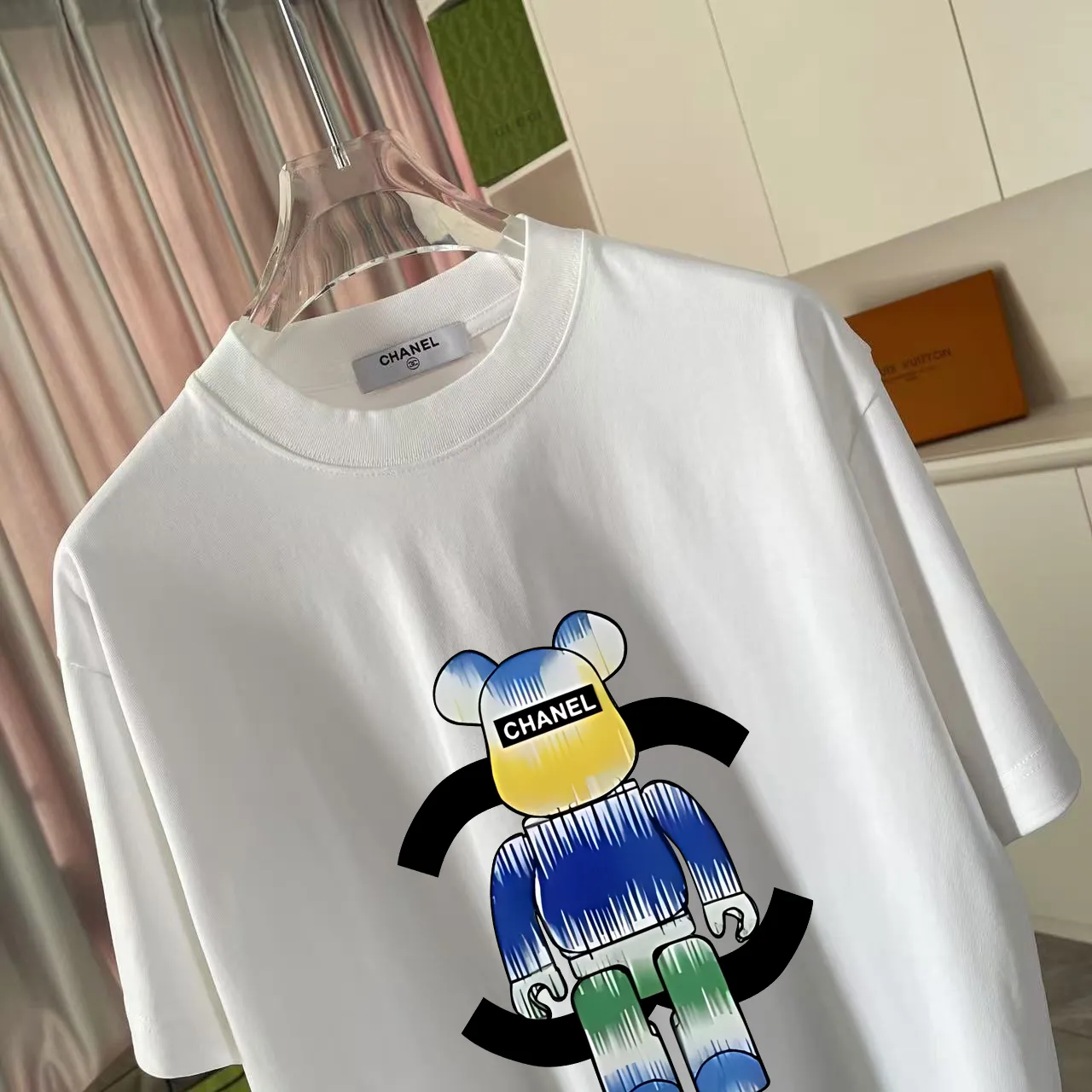 🅿️170 Chanel CHANEL2025 summer new style Double C letter logo printing short-sleeved T-shirt Customized fabric 300g Same style for men and women Size: S M L XL XXL Five codes Color: black white lake green purple