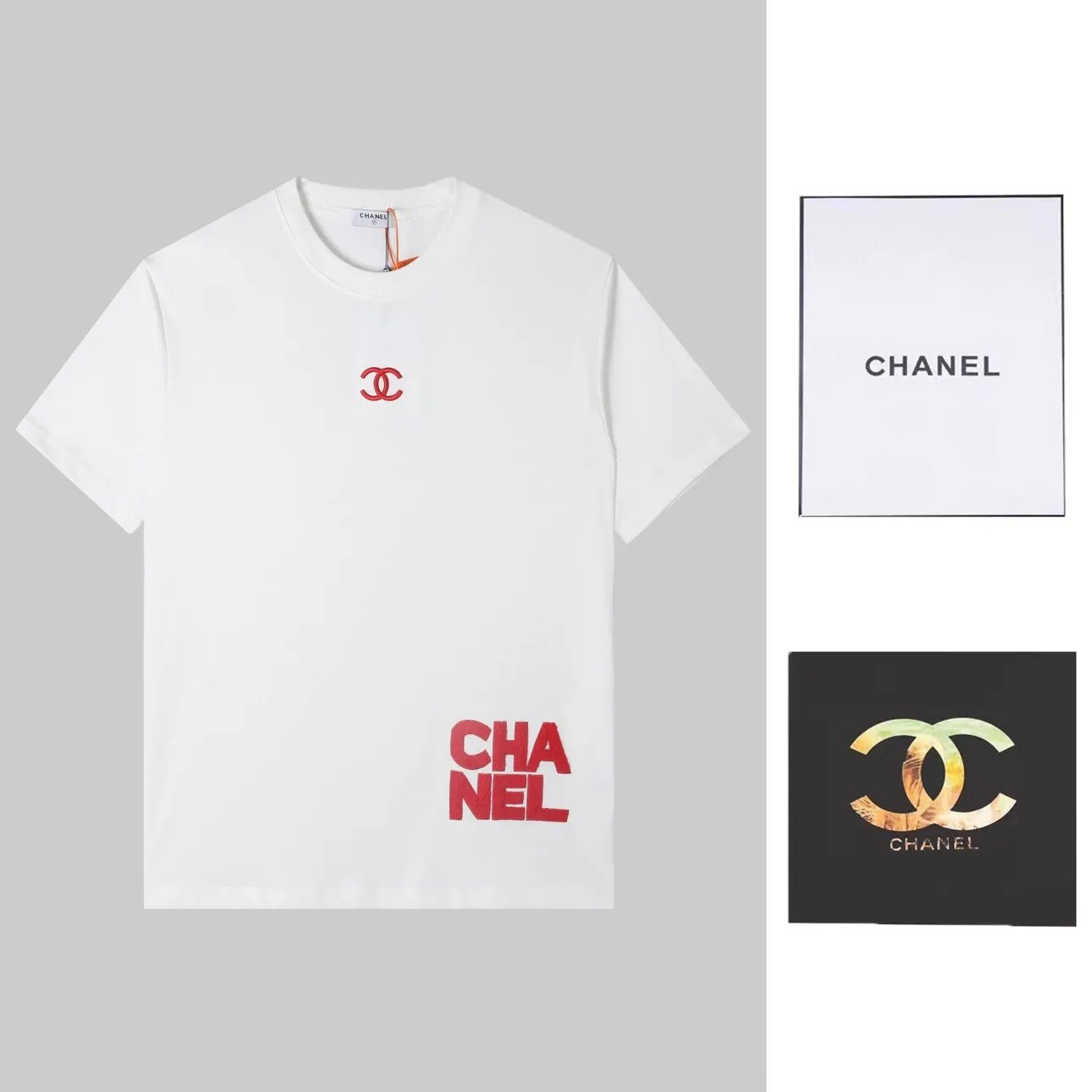 🅿️190 CHANEL Chanel towel embroidered short sleeves. High-end Lg embroidery on the front. English letters are embroidered with high-quality toothbrushes to present a clean and general appearance. The fabric is custom dyed. Comfortable and soft. Complete with three labels, full of practicality and high-end. Same style for men and women. It is a practical item that is necessary for daily use. Color Black White Plum Red Size: S M L XL (Style No. E503)