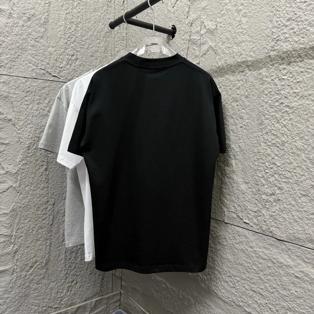 🅿️180 Chane*Chanel*2025 spring and summer new style Classic letter totem embroidery Customized double yarn plain cotton fabric Short-sleeved T-shirt Uniform for men and women Size: S (90-130 catties) M (120-150 catties) L (140-165 catties) XL (160-180 catties) XXL (180-210 catties) Color: Black white